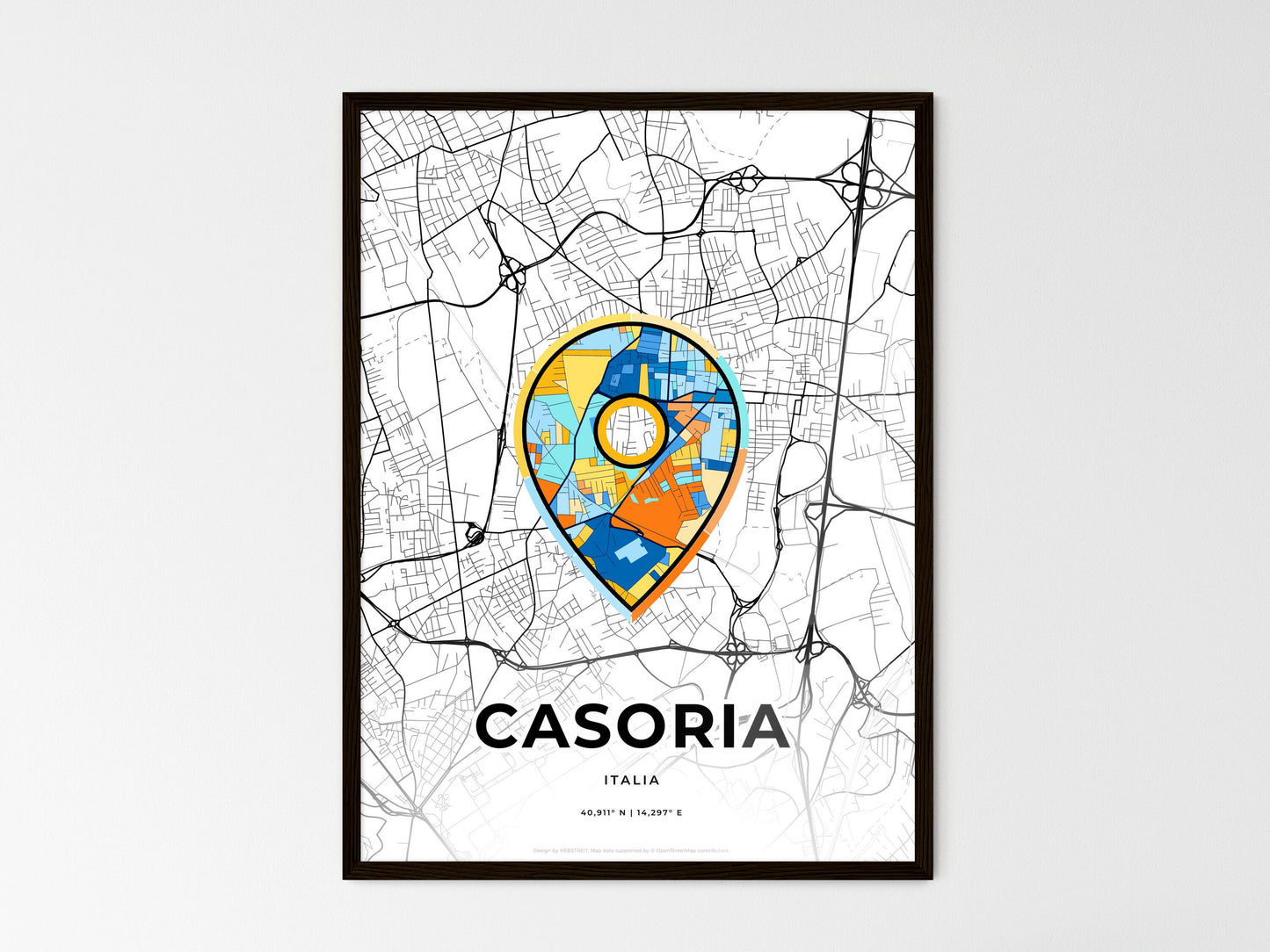 Casoria Italy wedding art map with pointer icon