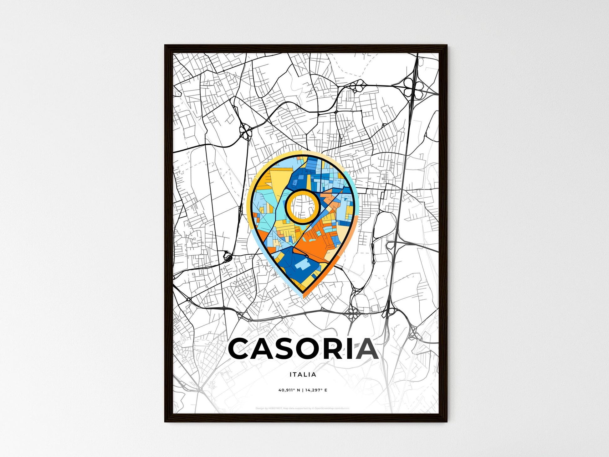 Casoria Italy wedding art map with pointer icon