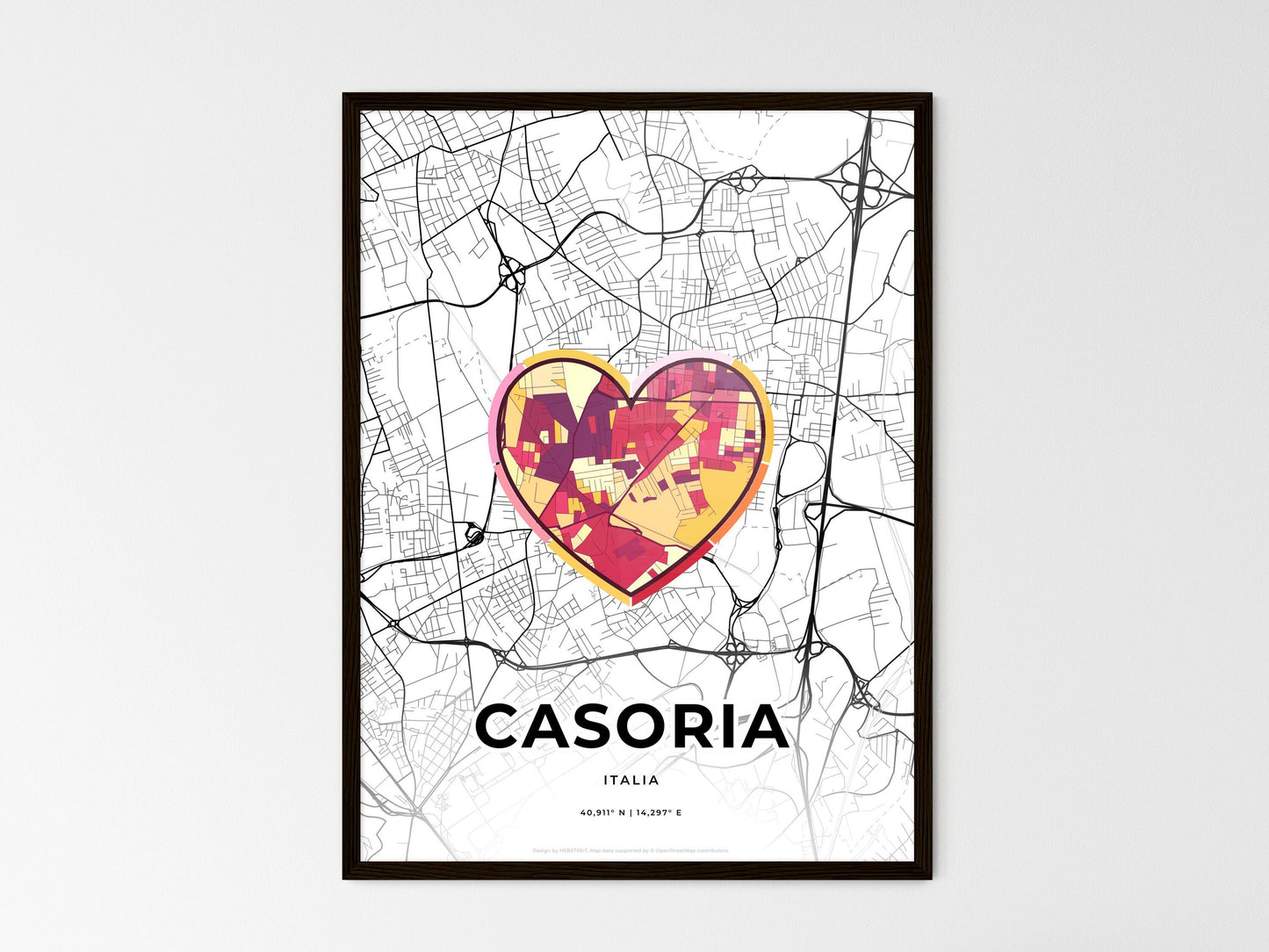Casoria Italy wedding art map with heart icon