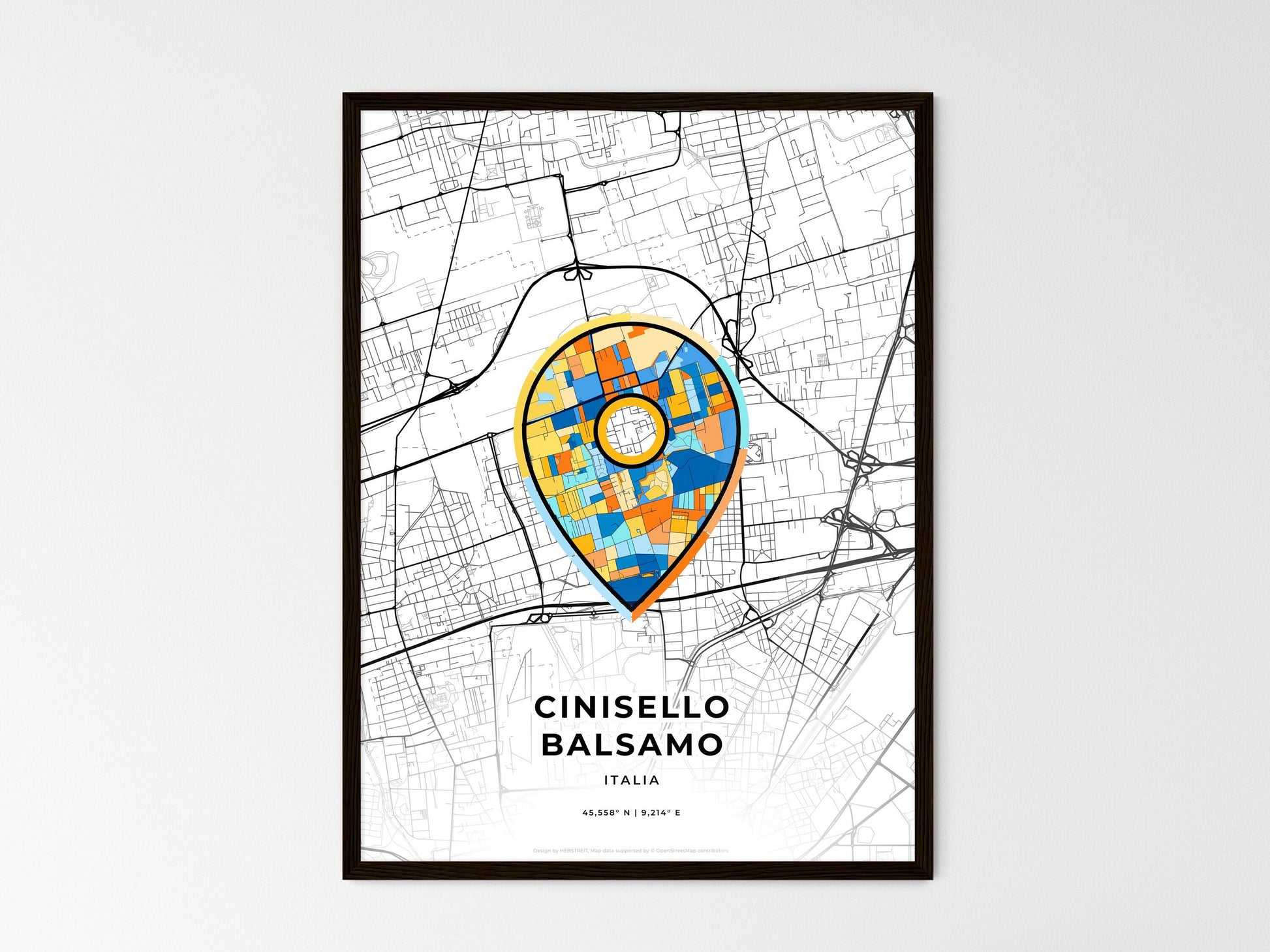Cinisello Balsamo Italy wedding art map with pointer icon