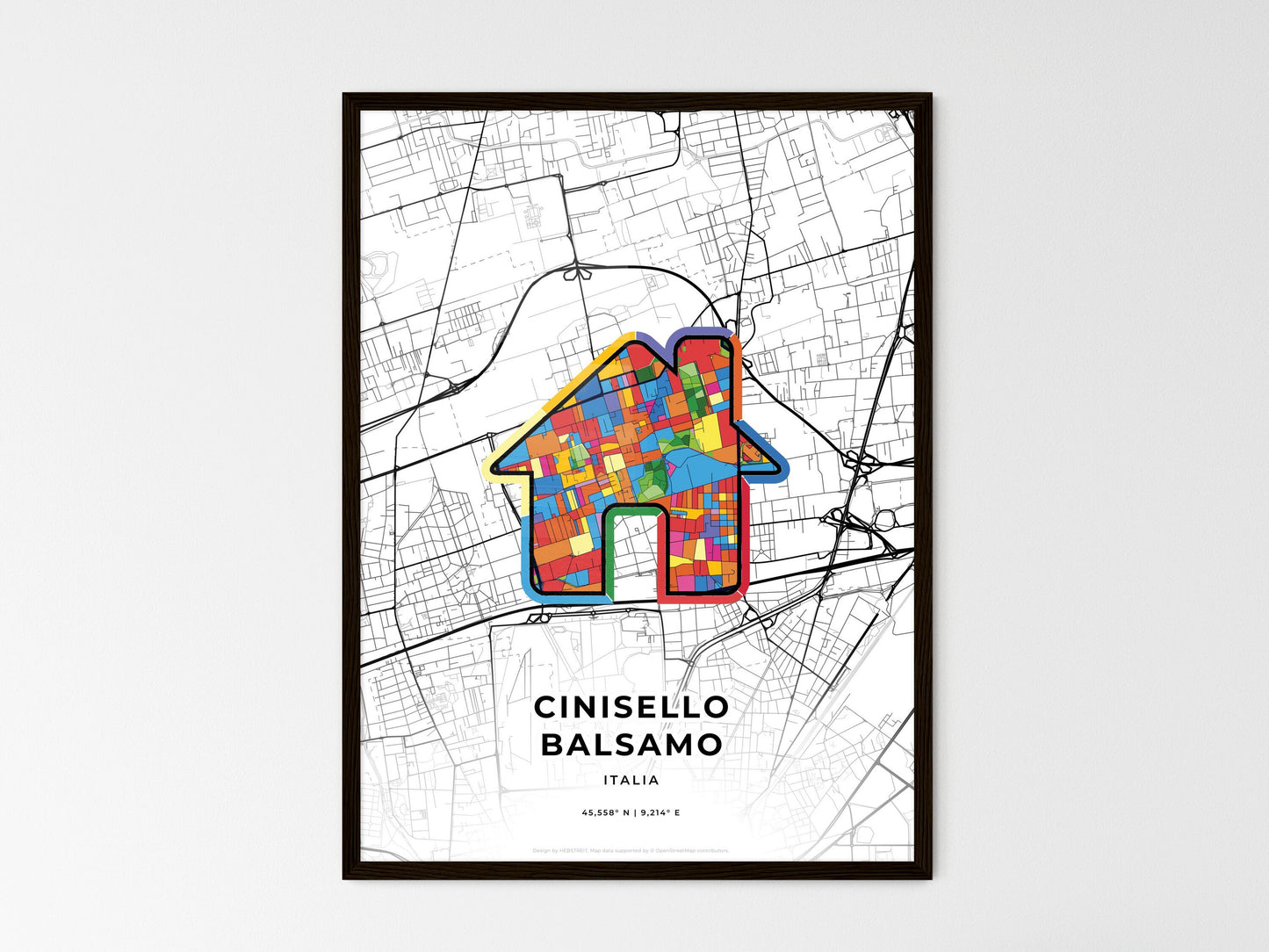 Cinisello Balsamo Italy wedding art map with home icon