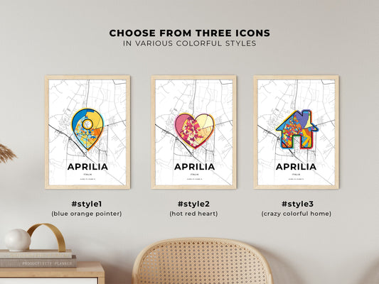 Aprilia Italy maps with colorful icons