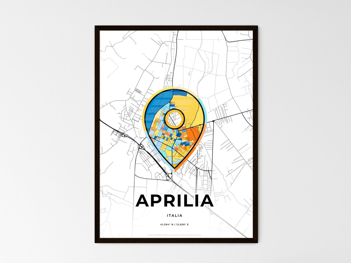 Aprilia Italy wedding art map with pointer icon