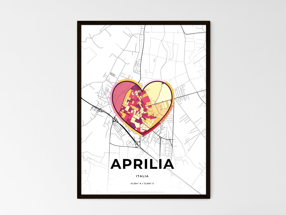 Aprilia Italy wedding art map with heart icon