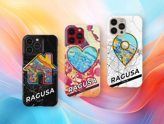 Ragusa Italy slim phone case with colorful icon. Birthday, wedding or housewarming gift. Couple match cases.