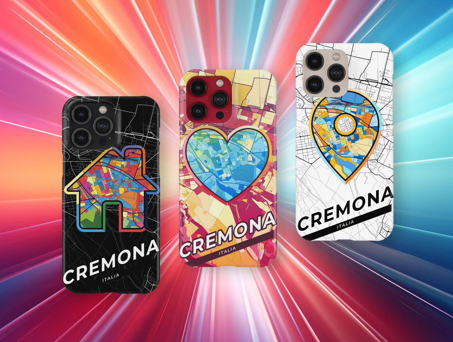 Cremona Italy slim phone case with colorful icon. Birthday, wedding or housewarming gift. Couple match cases.