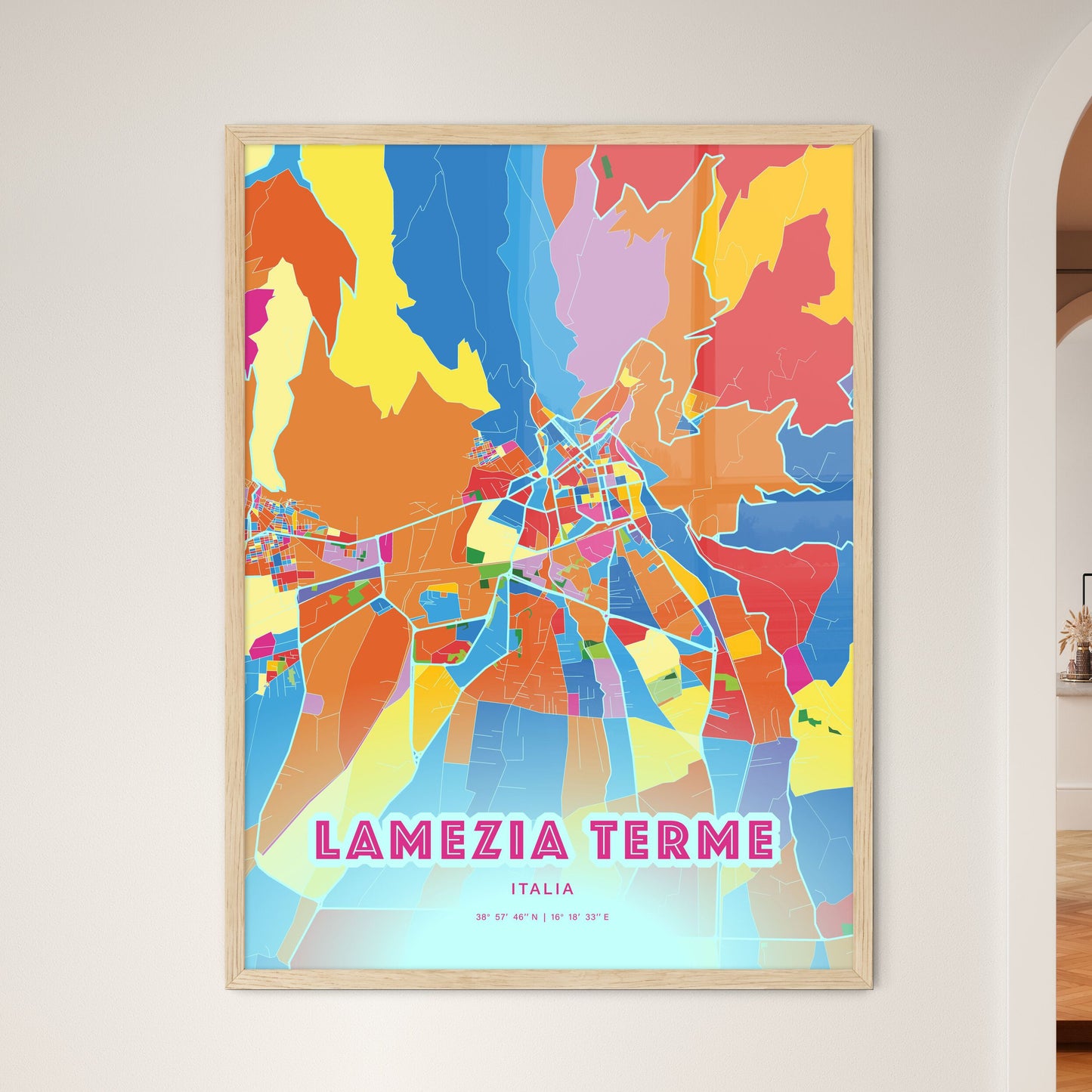 Colorful LAMEZIA TERME ITALY Fine Art Map Crazy Colors