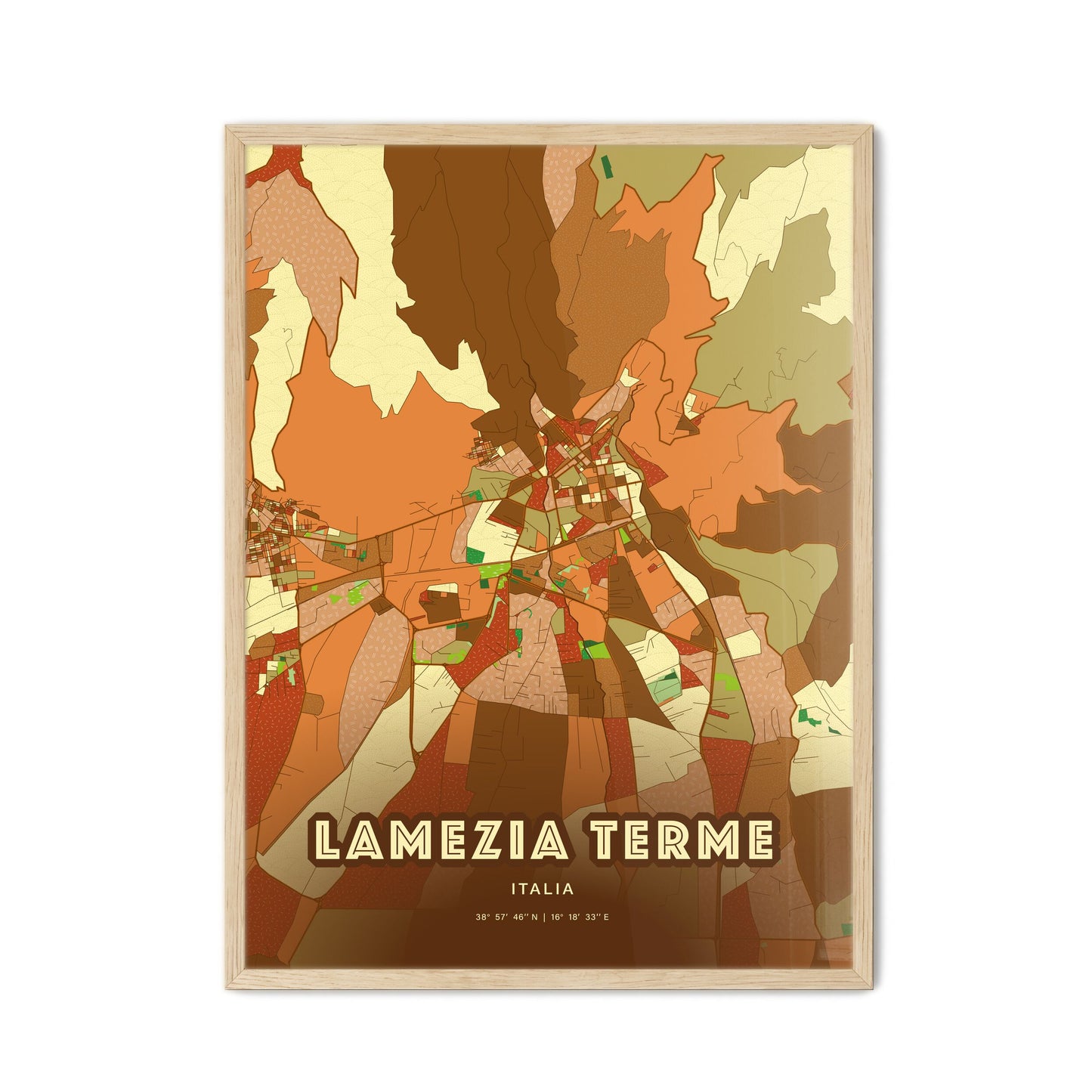 Colorful LAMEZIA TERME ITALY Fine Art Map Farmhouse