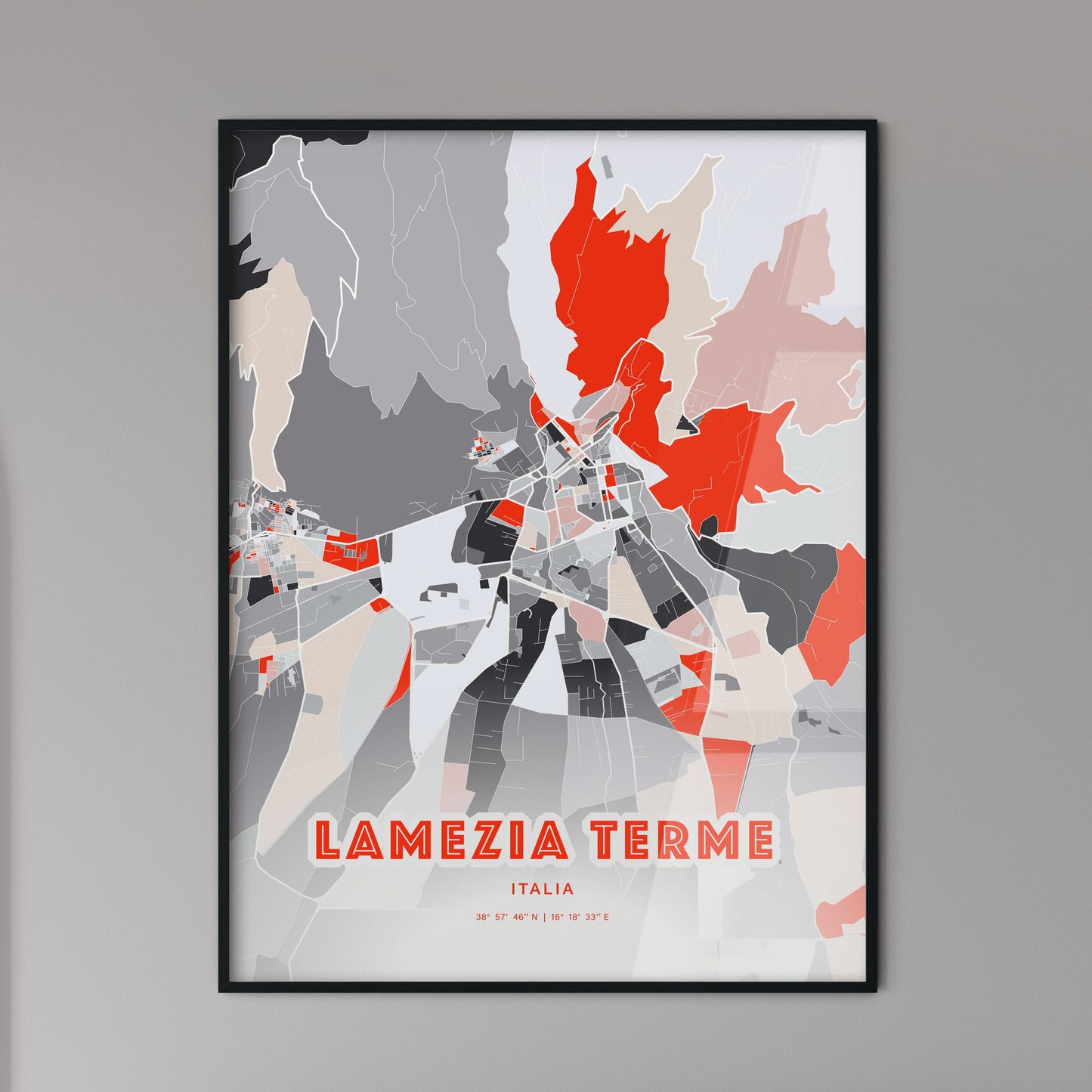 Colorful LAMEZIA TERME ITALY Fine Art Map Modern