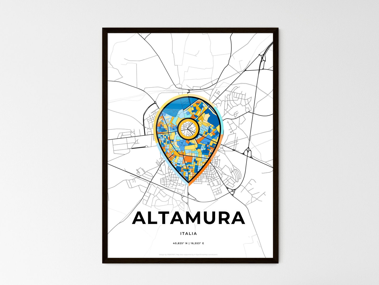Altamura Italy wedding art map with pointer icon