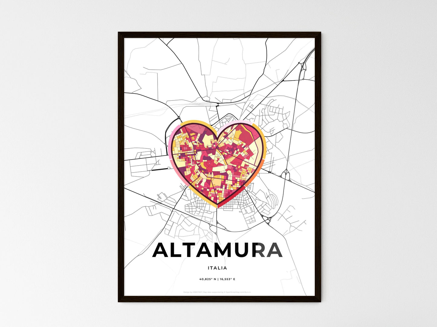Altamura Italy wedding art map with heart icon