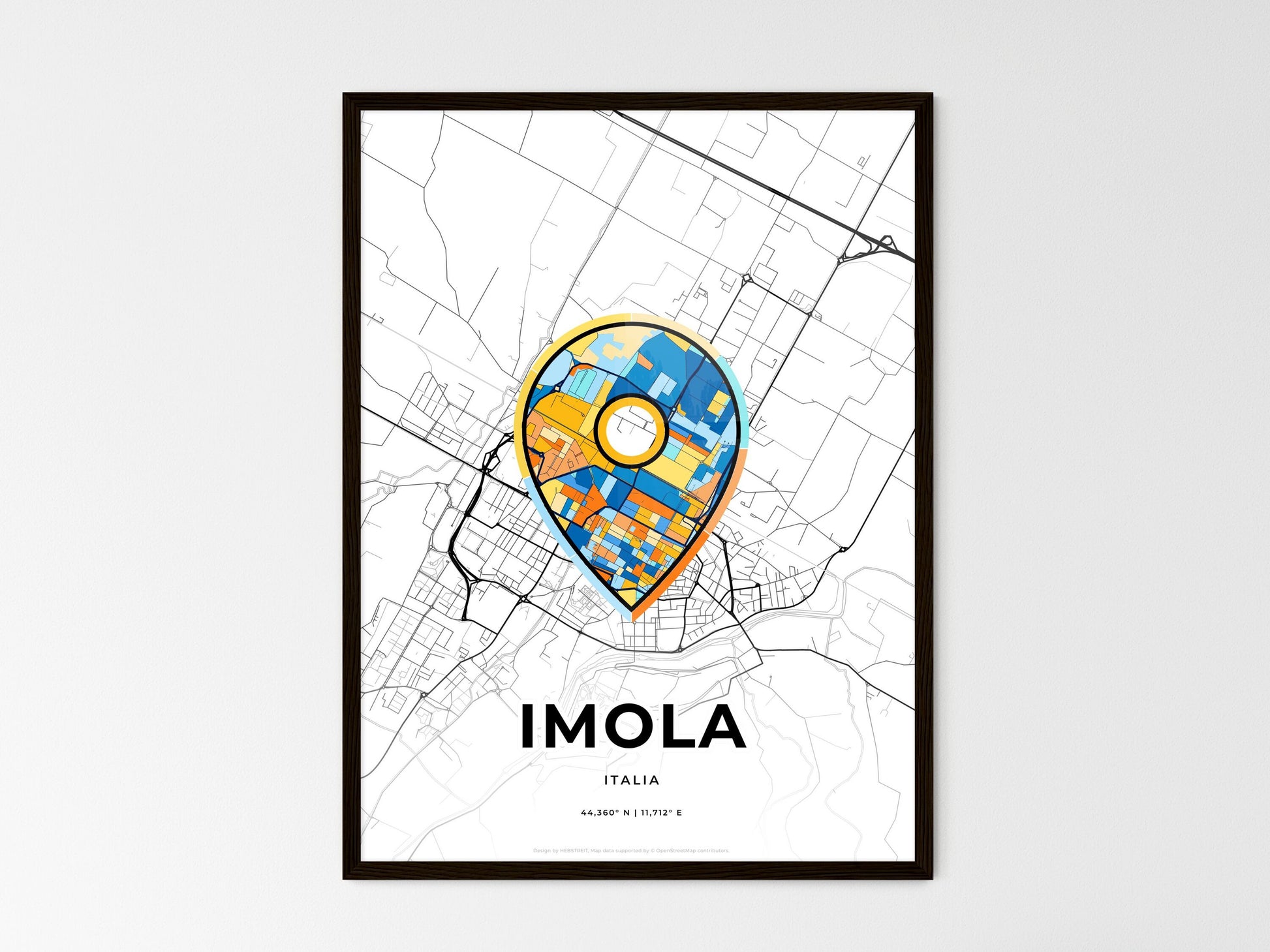 Imola Italy wedding art map with pointer icon