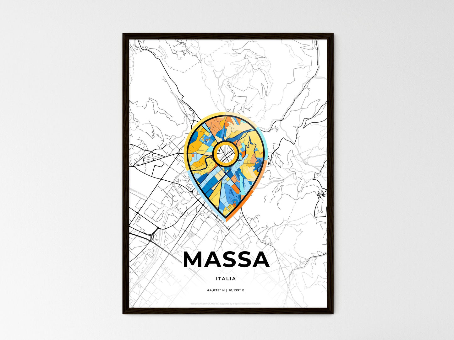 Massa Italy wedding art map with pointer icon