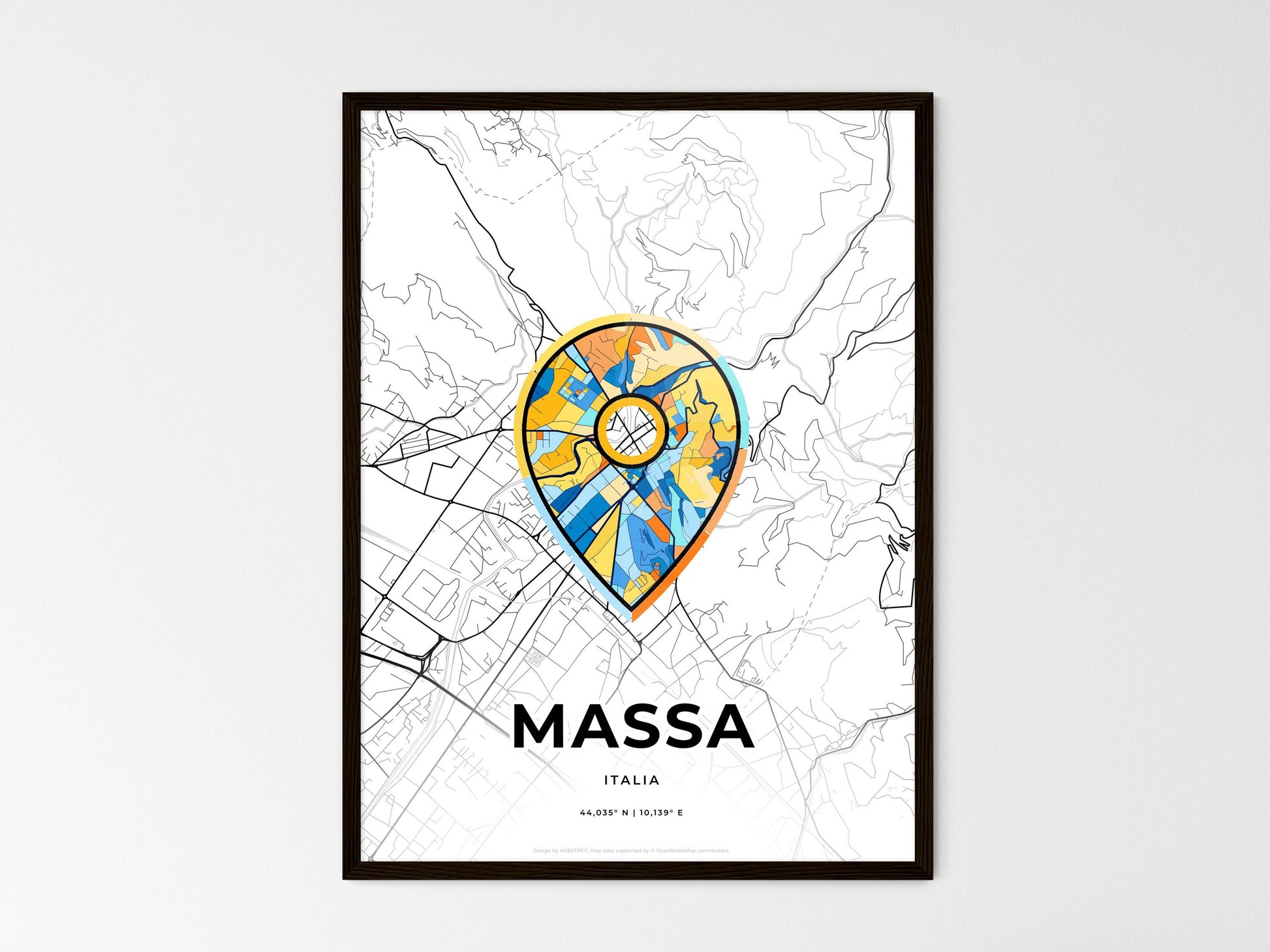 Massa Italy wedding art map with pointer icon