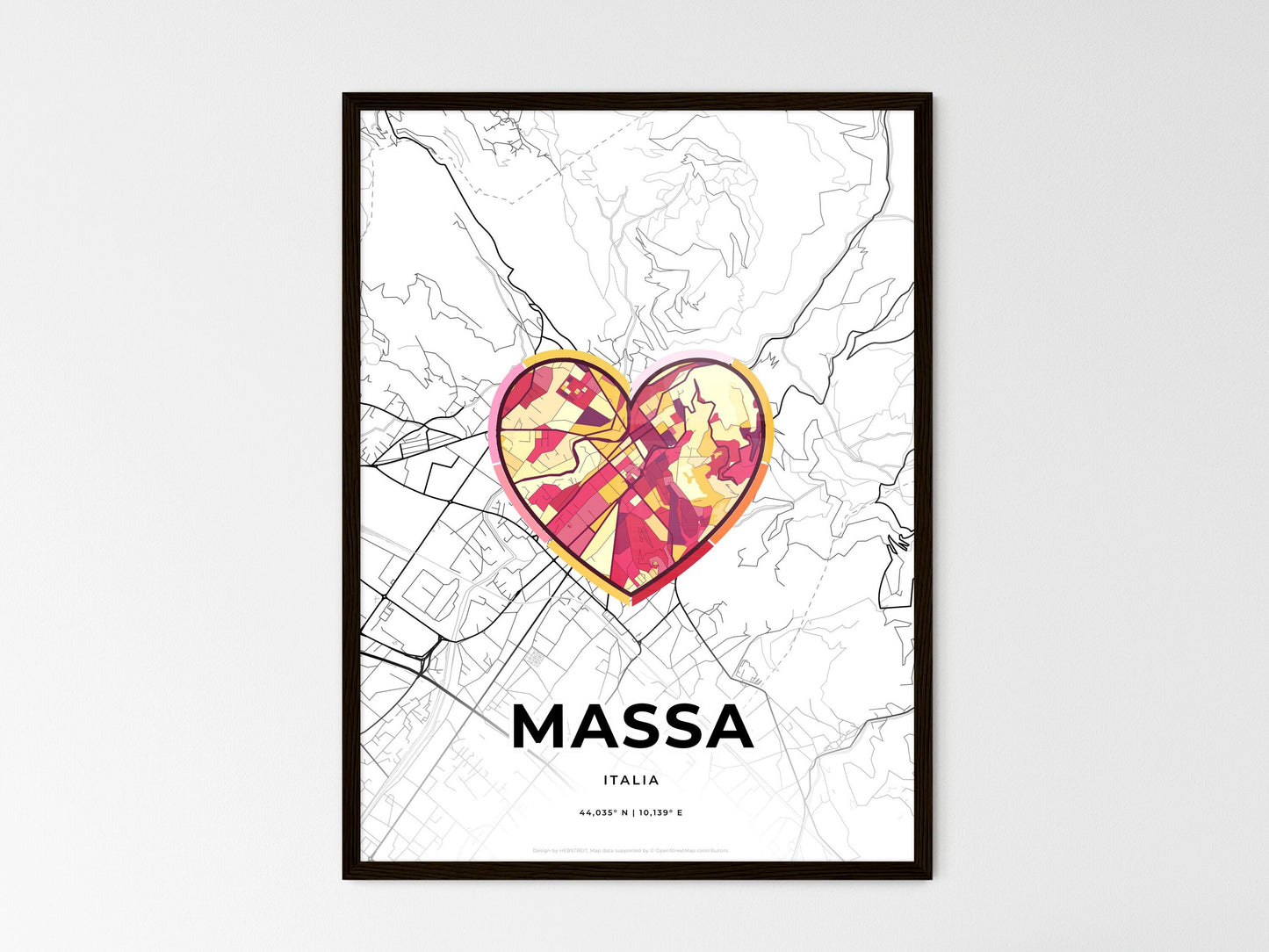 Massa Italy wedding art map with heart icon