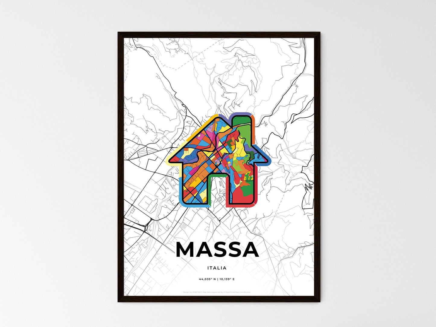 Massa Italy wedding art map with home icon