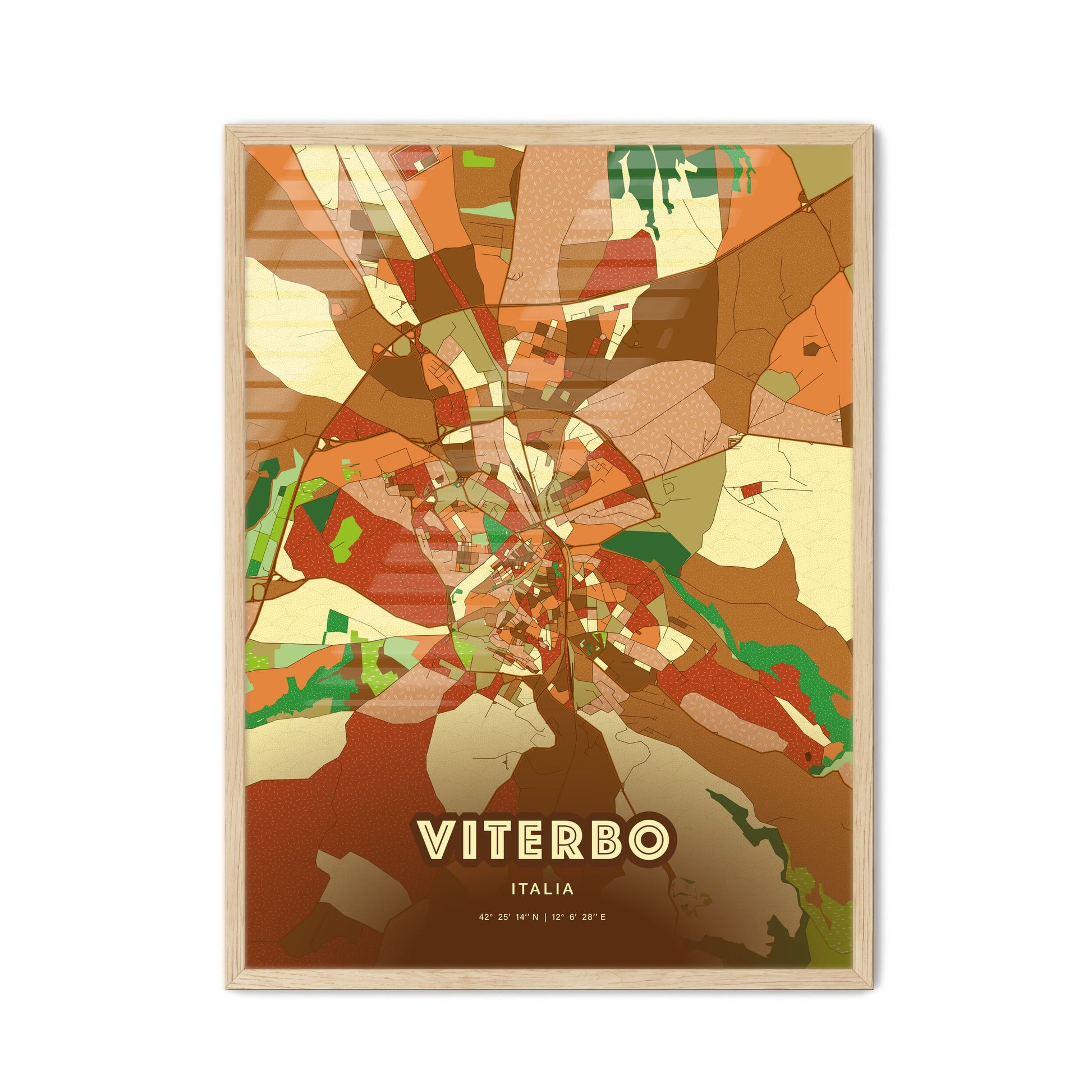 Colorful VITERBO ITALY Fine Art Map Farmhouse