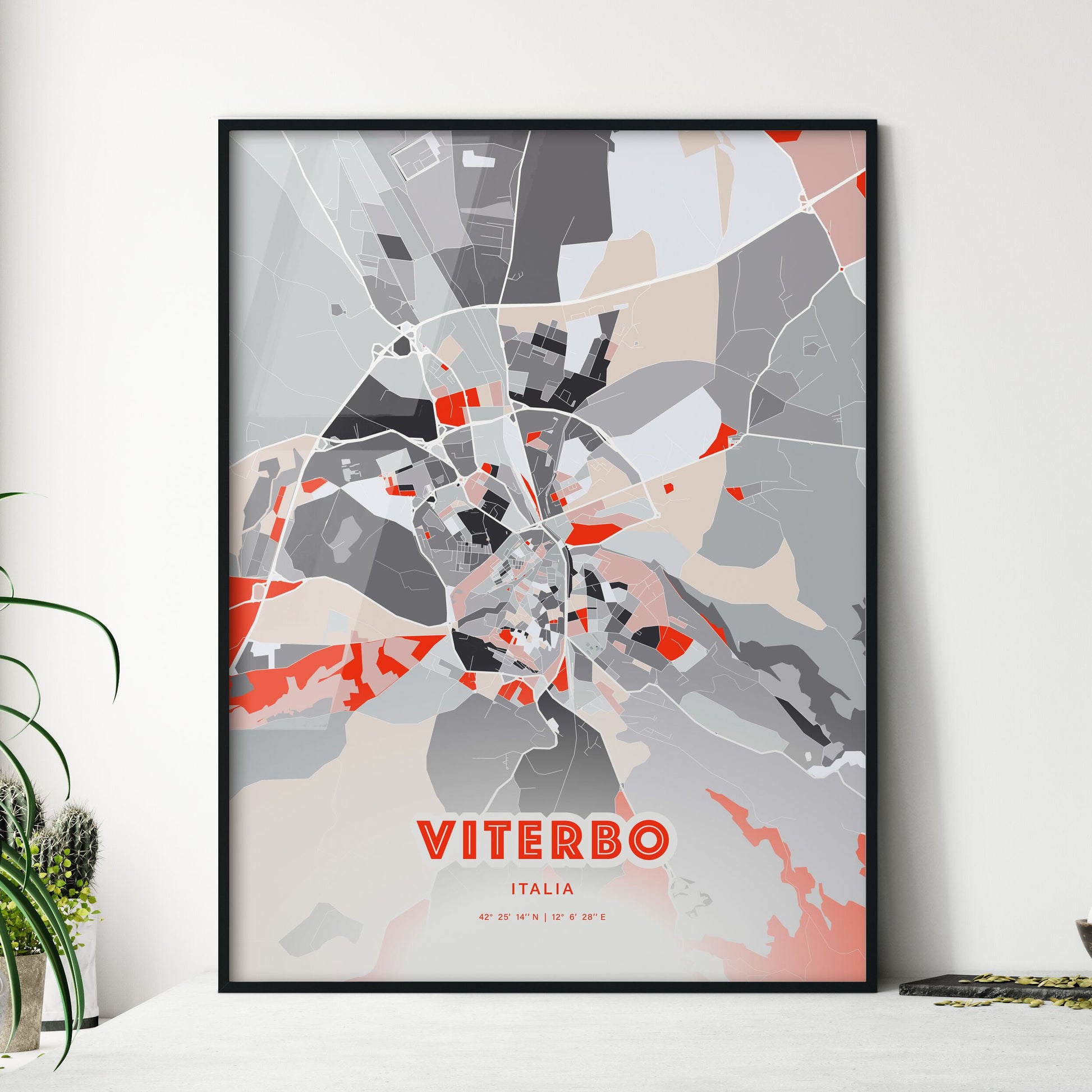 Colorful VITERBO ITALY Fine Art Map Modern