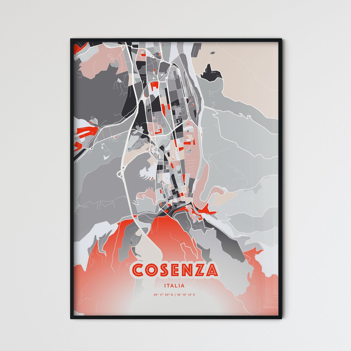 Colorful COSENZA ITALY Fine Art Map Modern