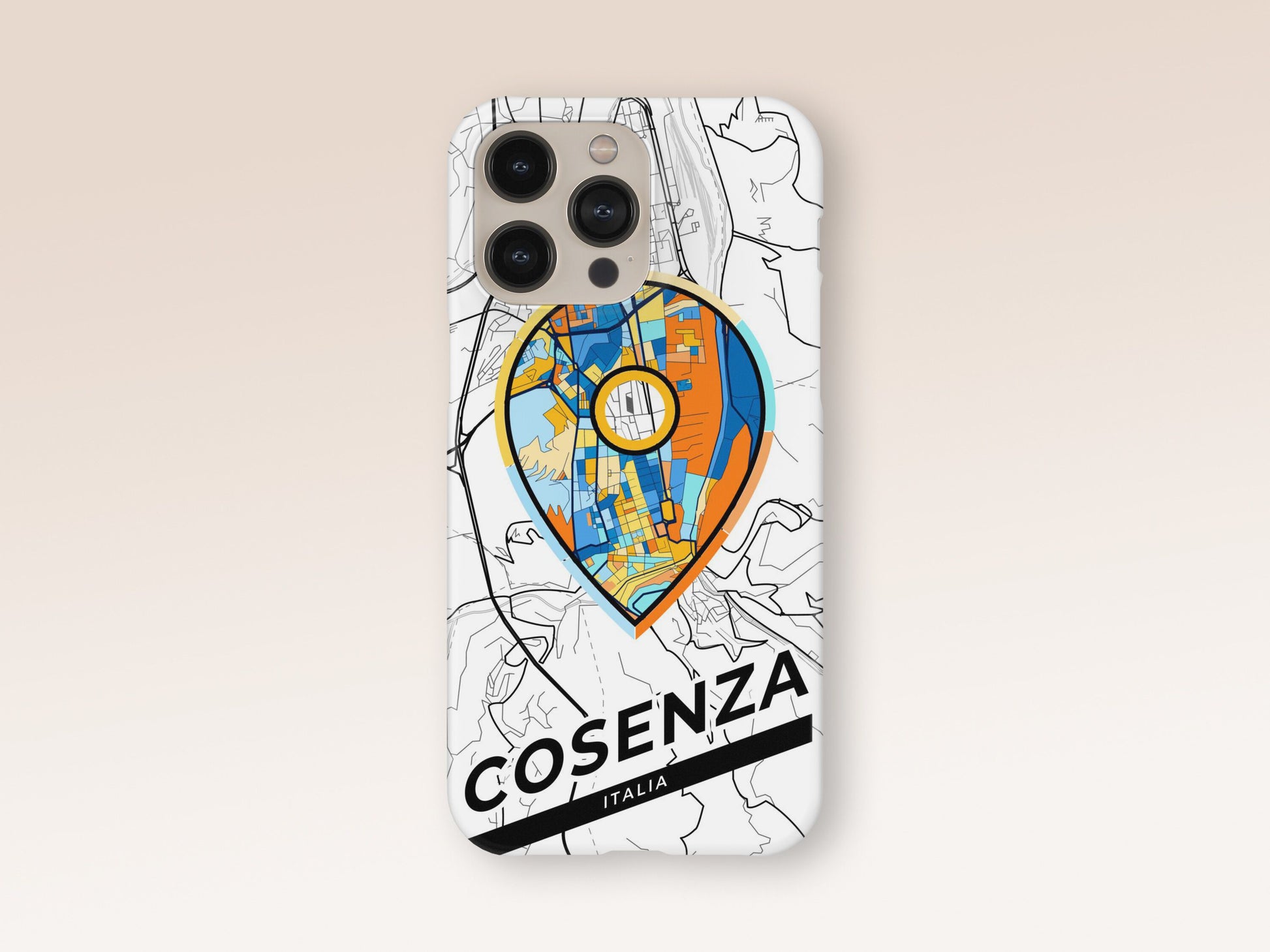Cosenza Italy slim phone case with colorful icon. Birthday, wedding or housewarming gift. Couple match cases. 1