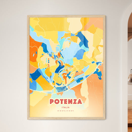 Colorful POTENZA ITALY Fine Art Map Blue Orange