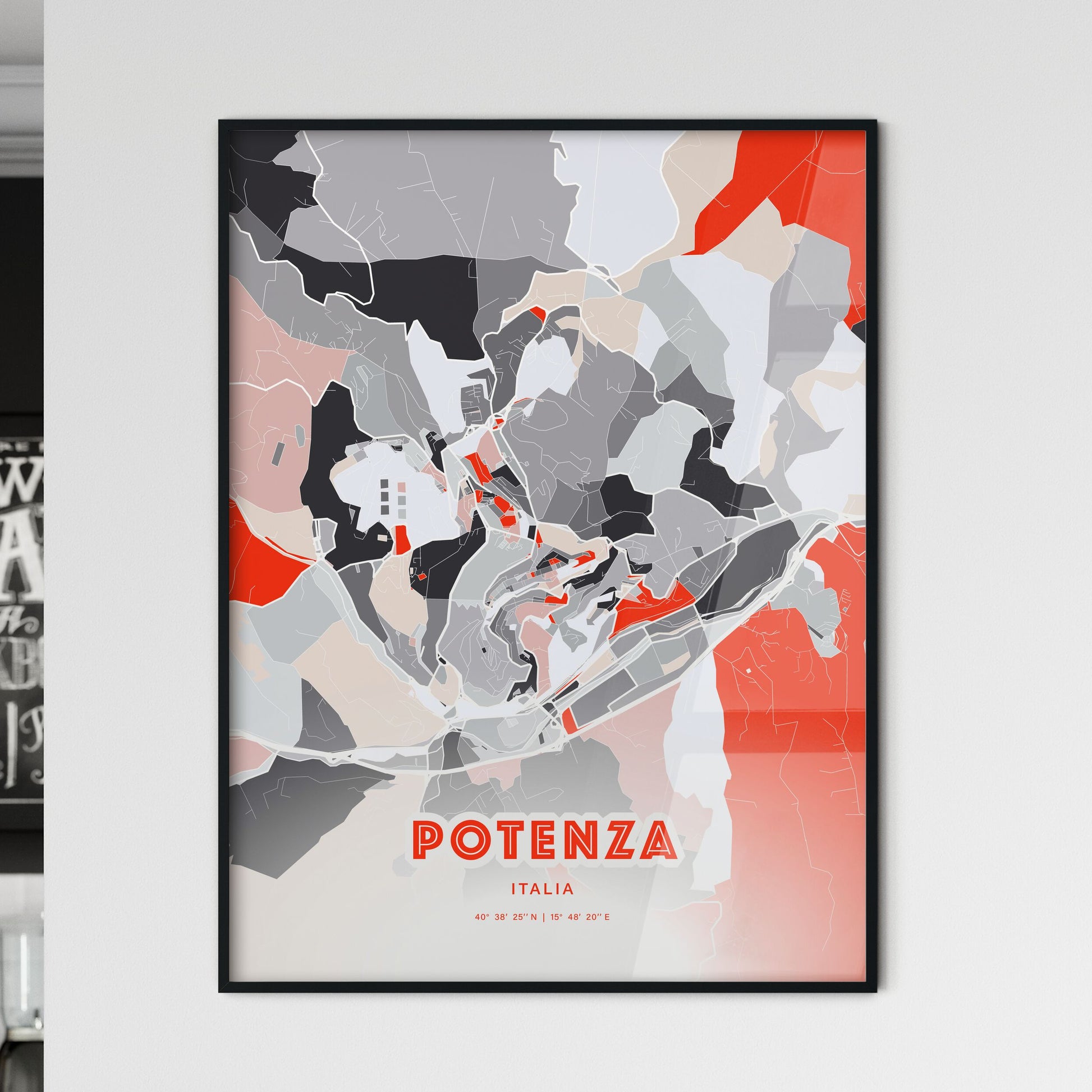 Colorful POTENZA ITALY Fine Art Map Modern