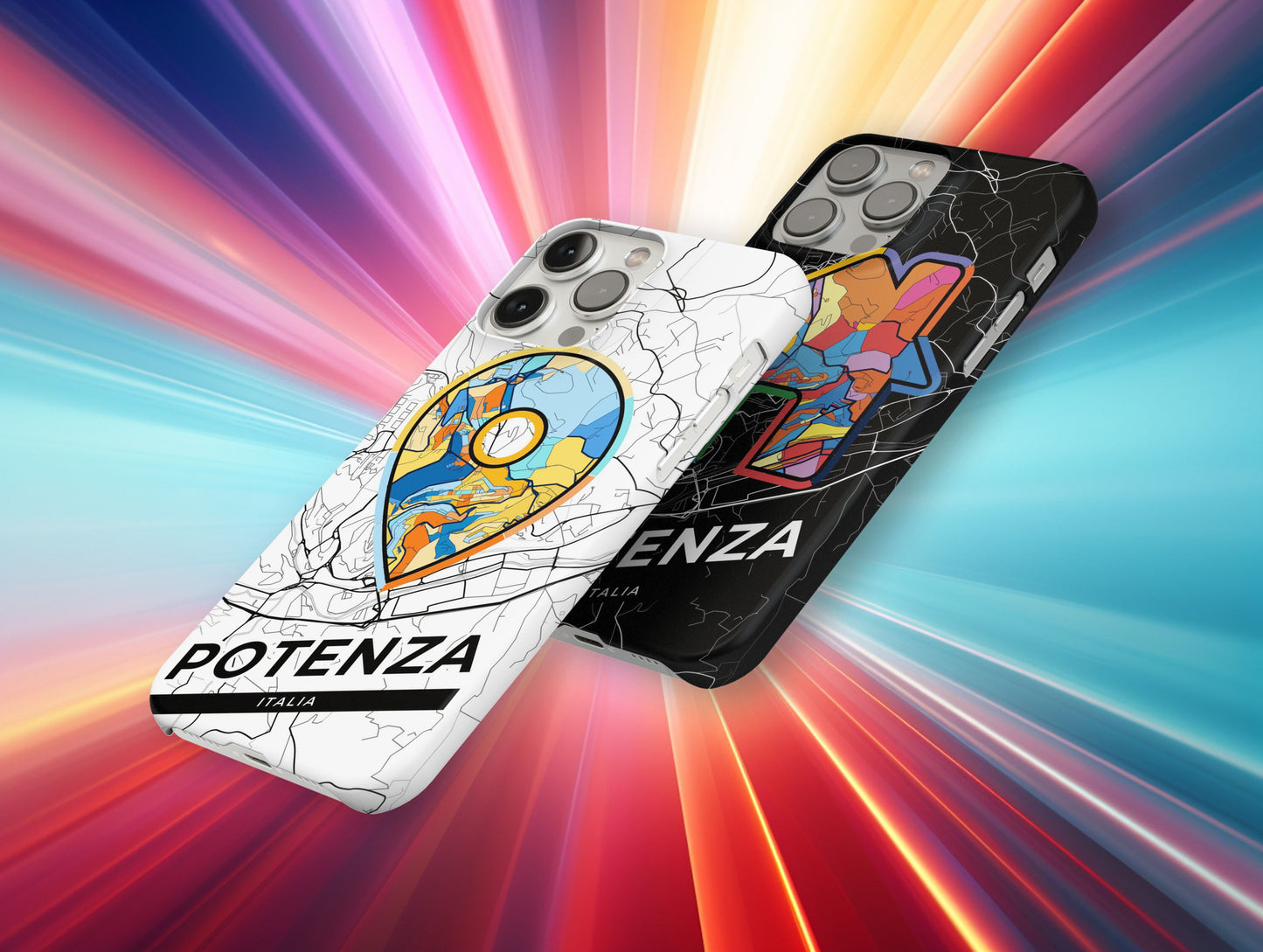 Potenza Italy slim phone case with colorful icon. Birthday, wedding or housewarming gift. Couple match cases.