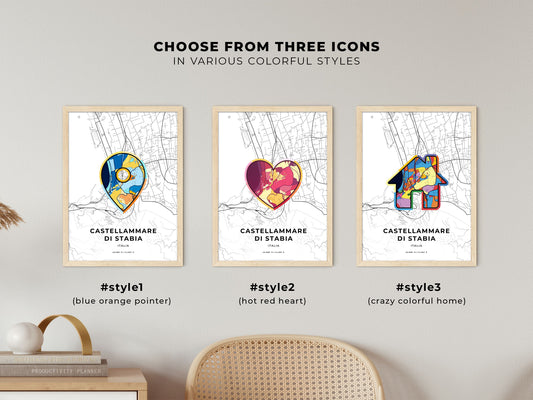 Castellammare Di Stabia Italy maps with colorful icons