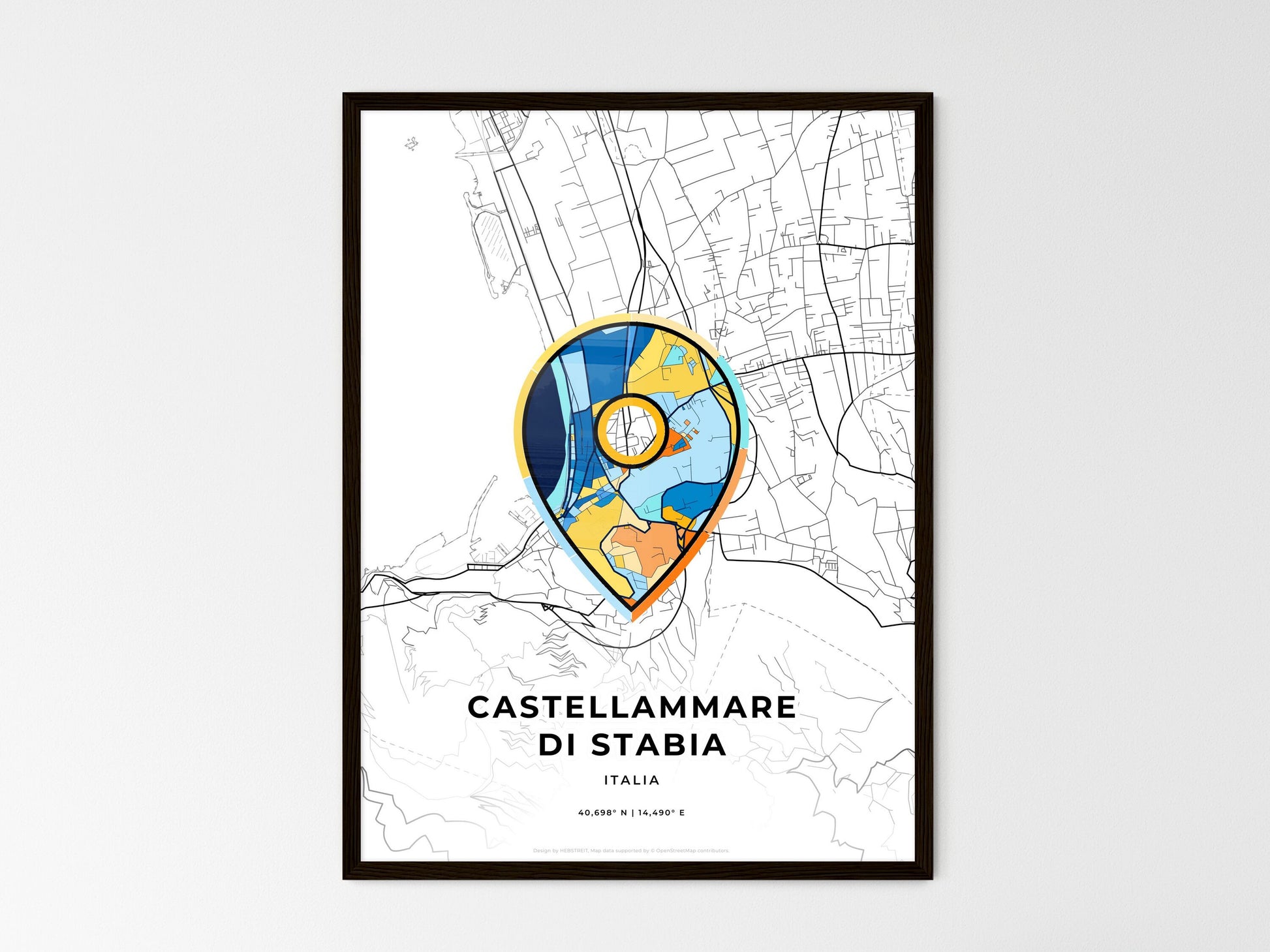 Castellammare Di Stabia Italy wedding art map with pointer icon