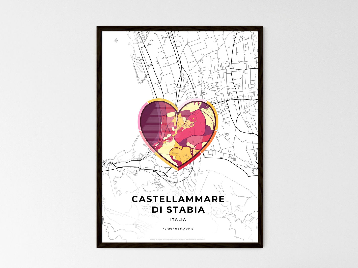 Castellammare Di Stabia Italy wedding art map with heart icon