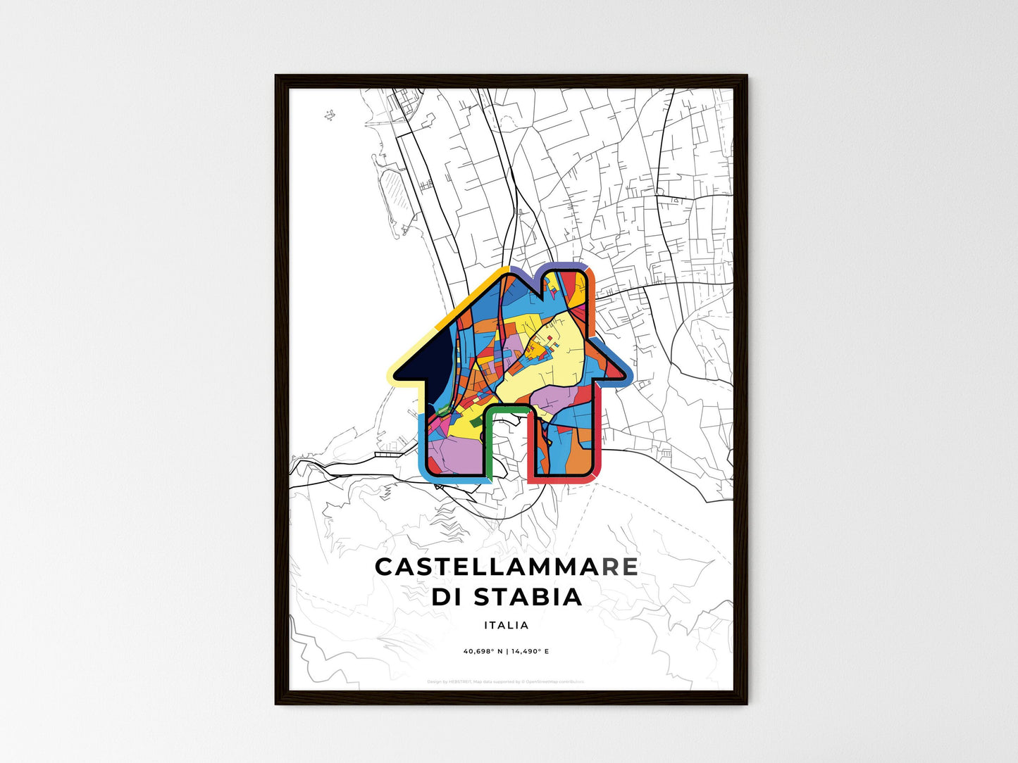 Castellammare Di Stabia Italy wedding art map with home icon