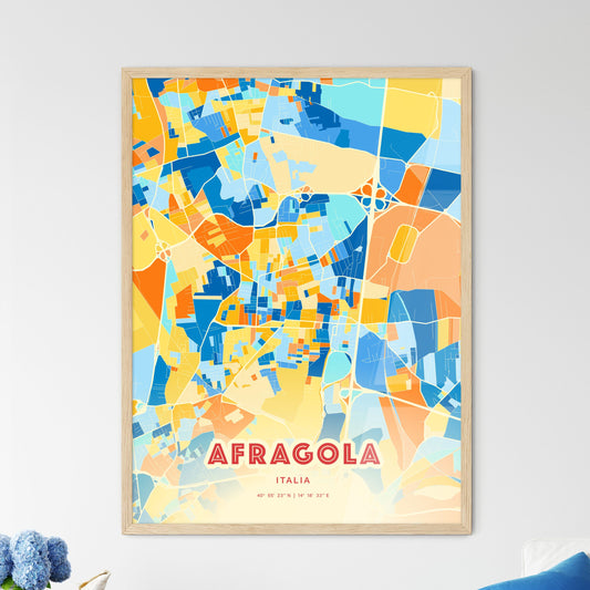 Colorful AFRAGOLA ITALY Fine Art Map Blue Orange