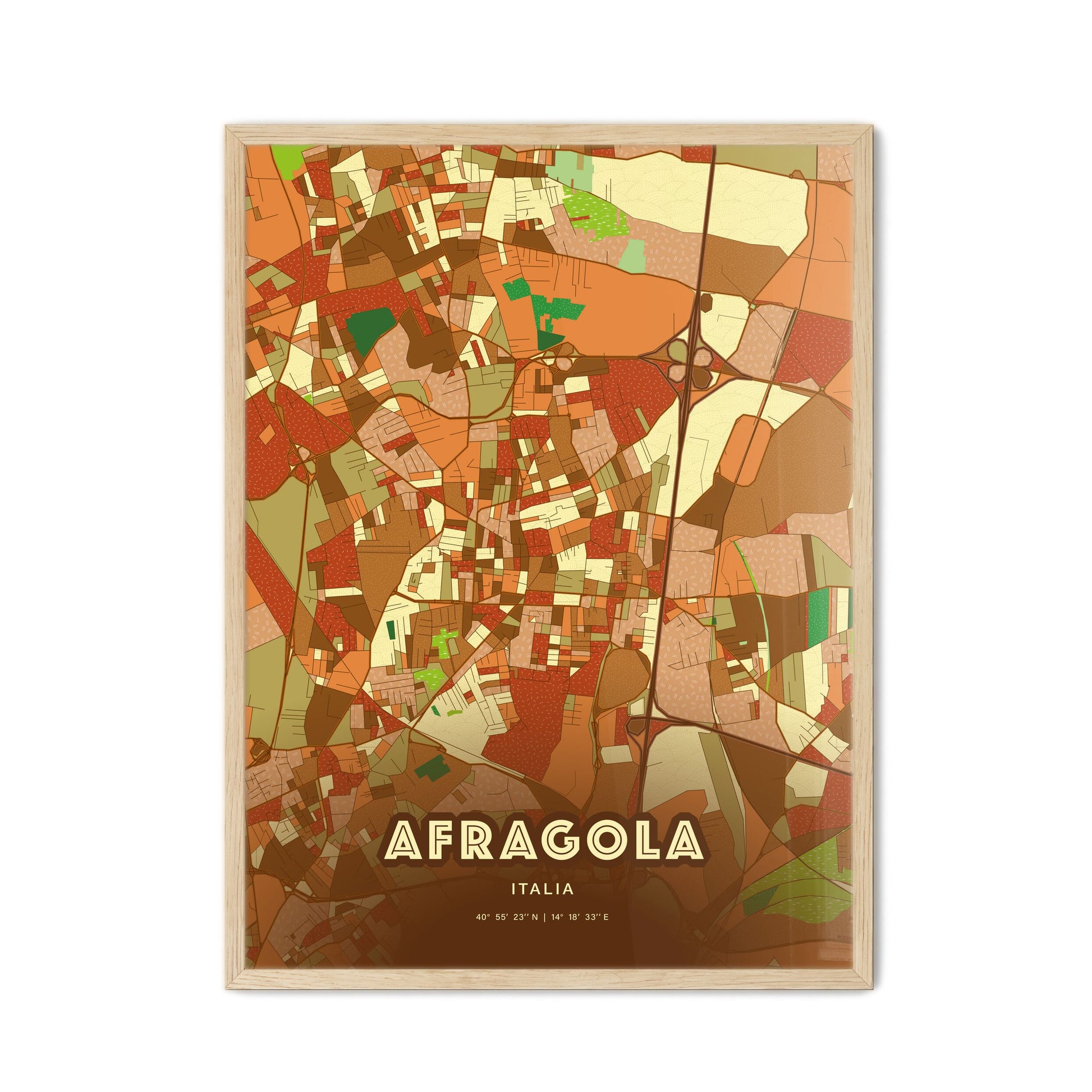 Colorful AFRAGOLA ITALY Fine Art Map Farmhouse