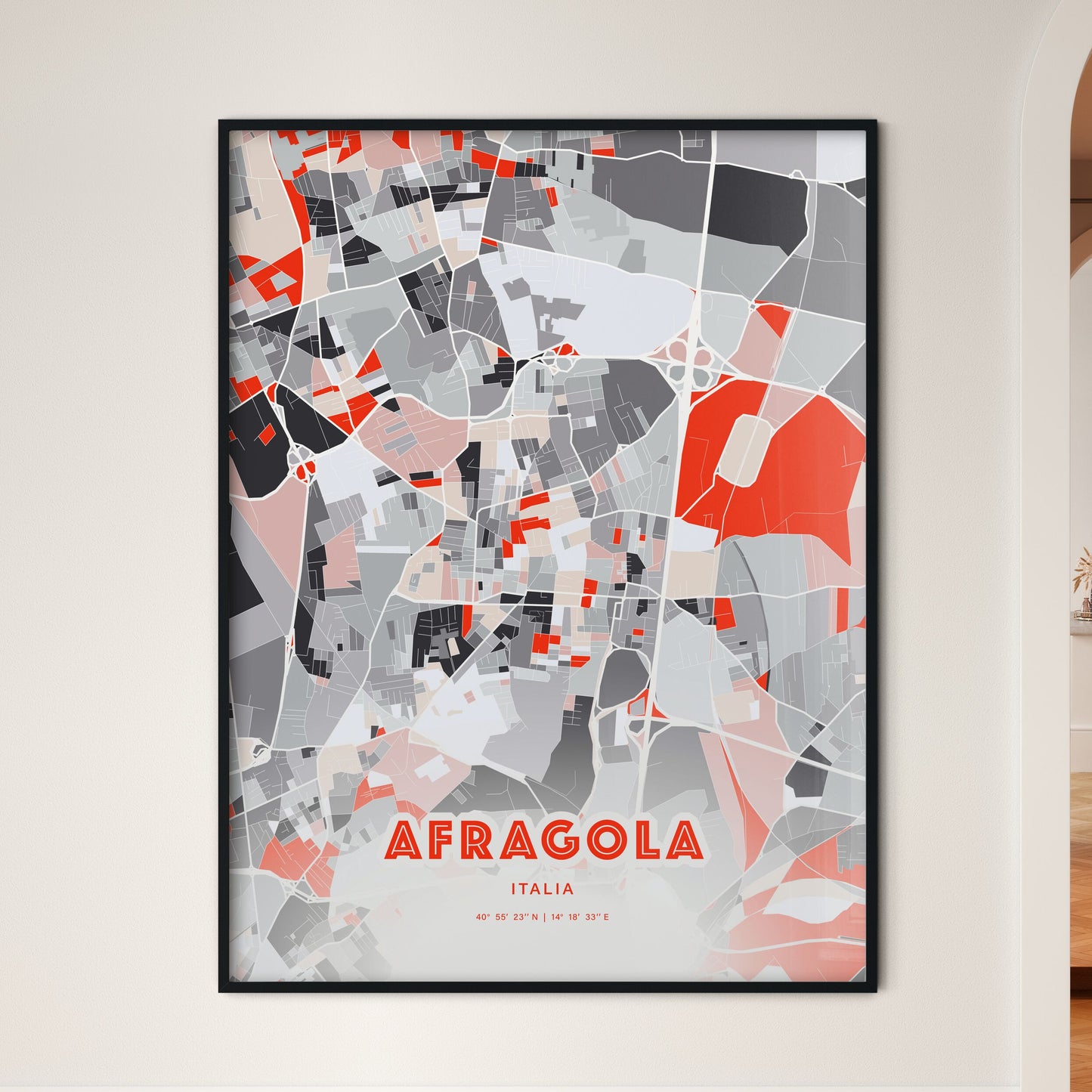 Colorful AFRAGOLA ITALY Fine Art Map Modern