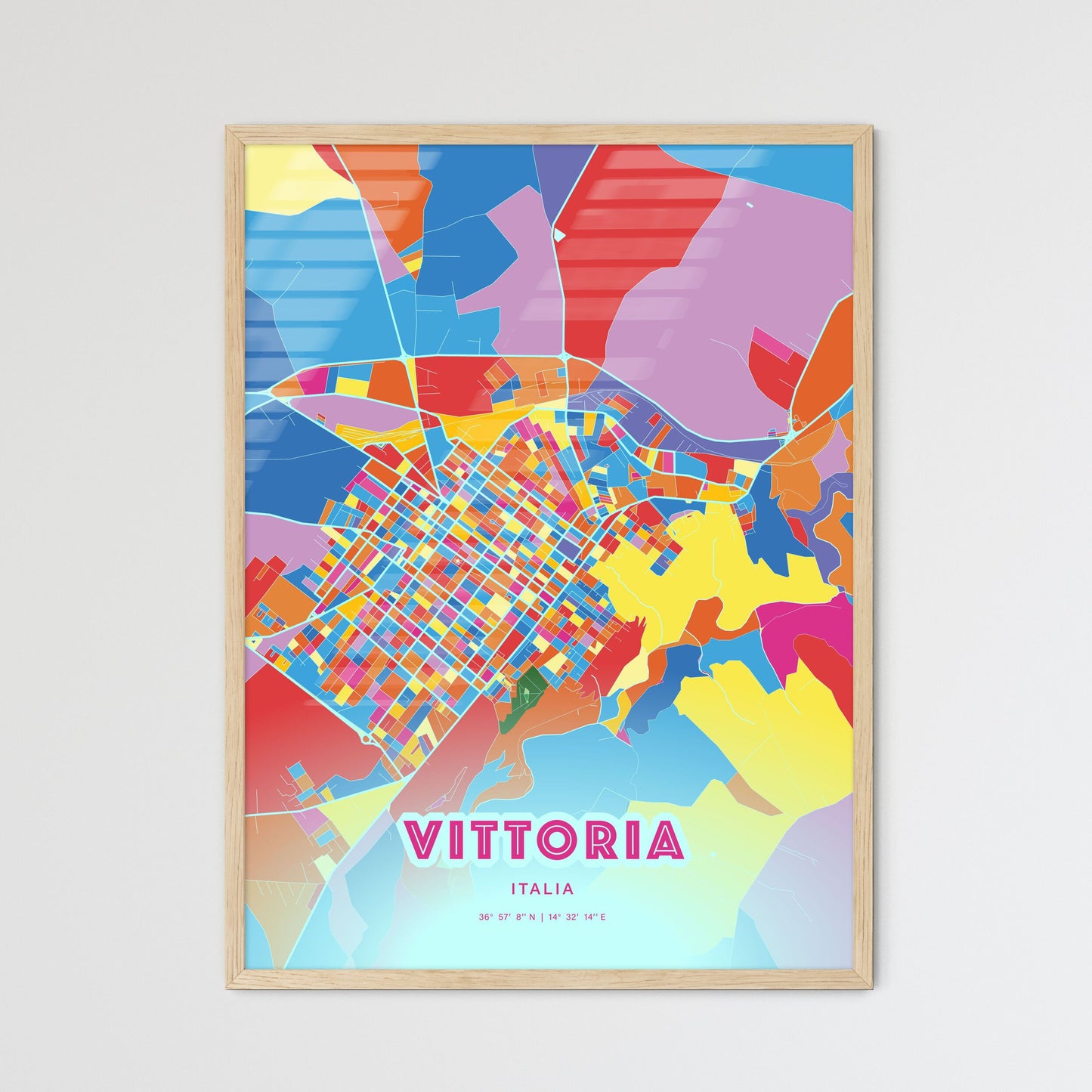 Colorful VITTORIA ITALY Fine Art Map Crazy Colors