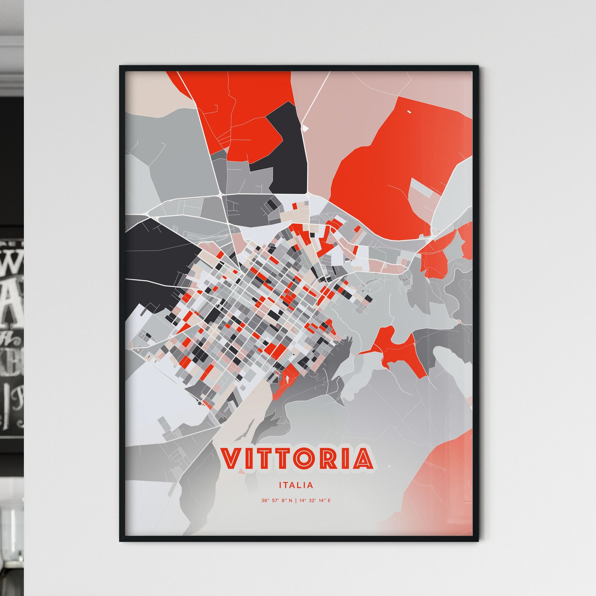 Colorful VITTORIA ITALY Fine Art Map Modern