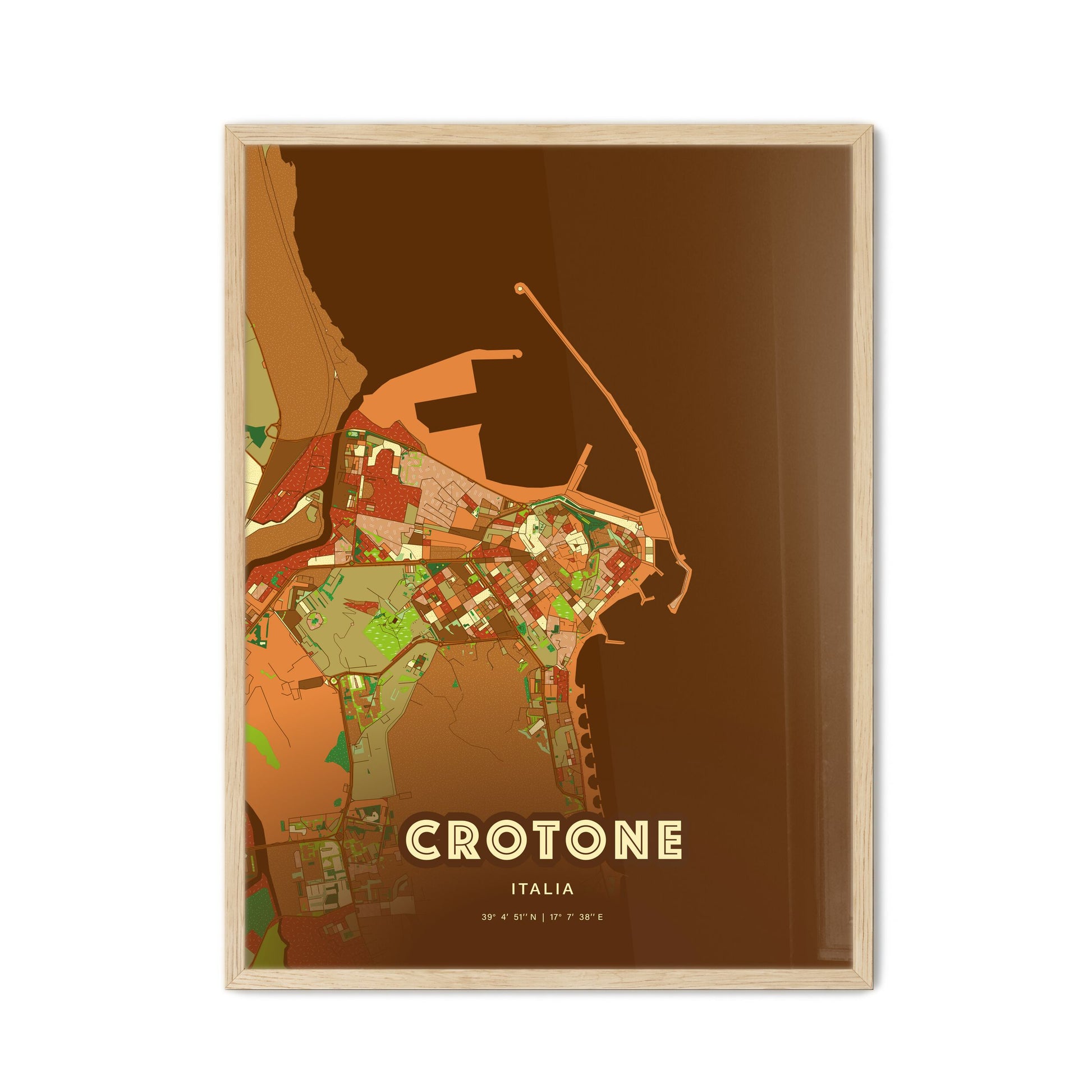 Colorful CROTONE ITALY Fine Art Map Farmhouse