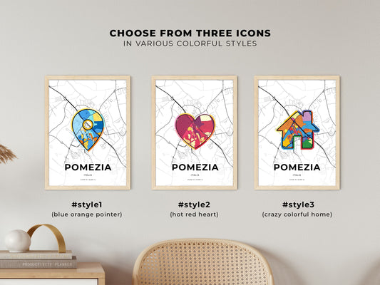 Pomezia Italy maps with colorful icons