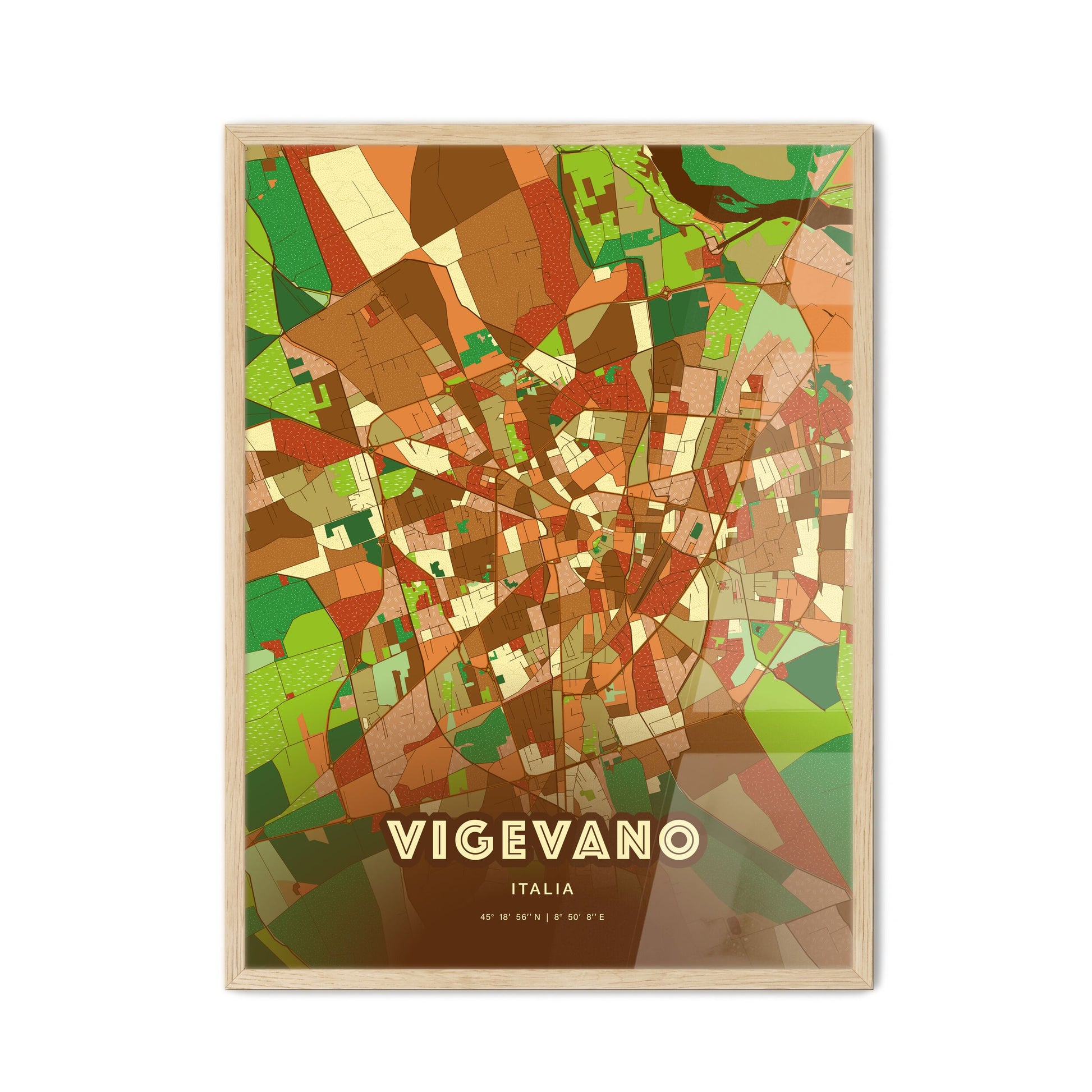 Colorful VIGEVANO ITALY Fine Art Map Farmhouse