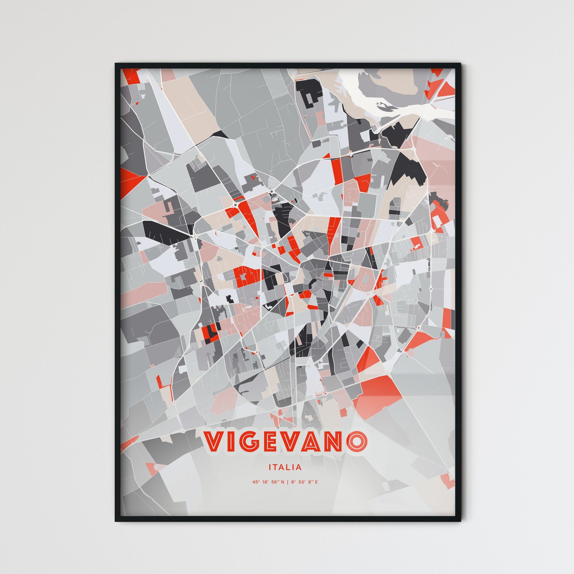 Colorful VIGEVANO ITALY Fine Art Map Modern