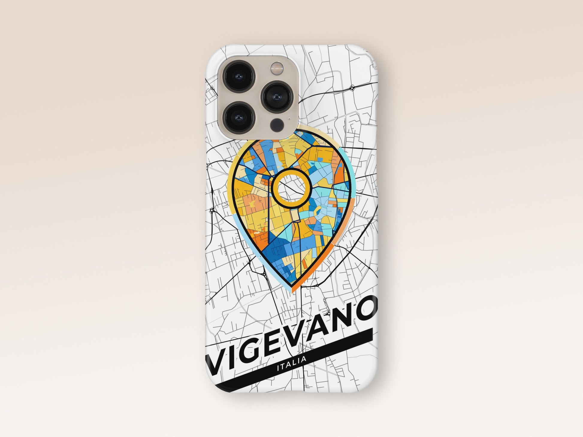 Vigevano Italy slim phone case with colorful icon 1