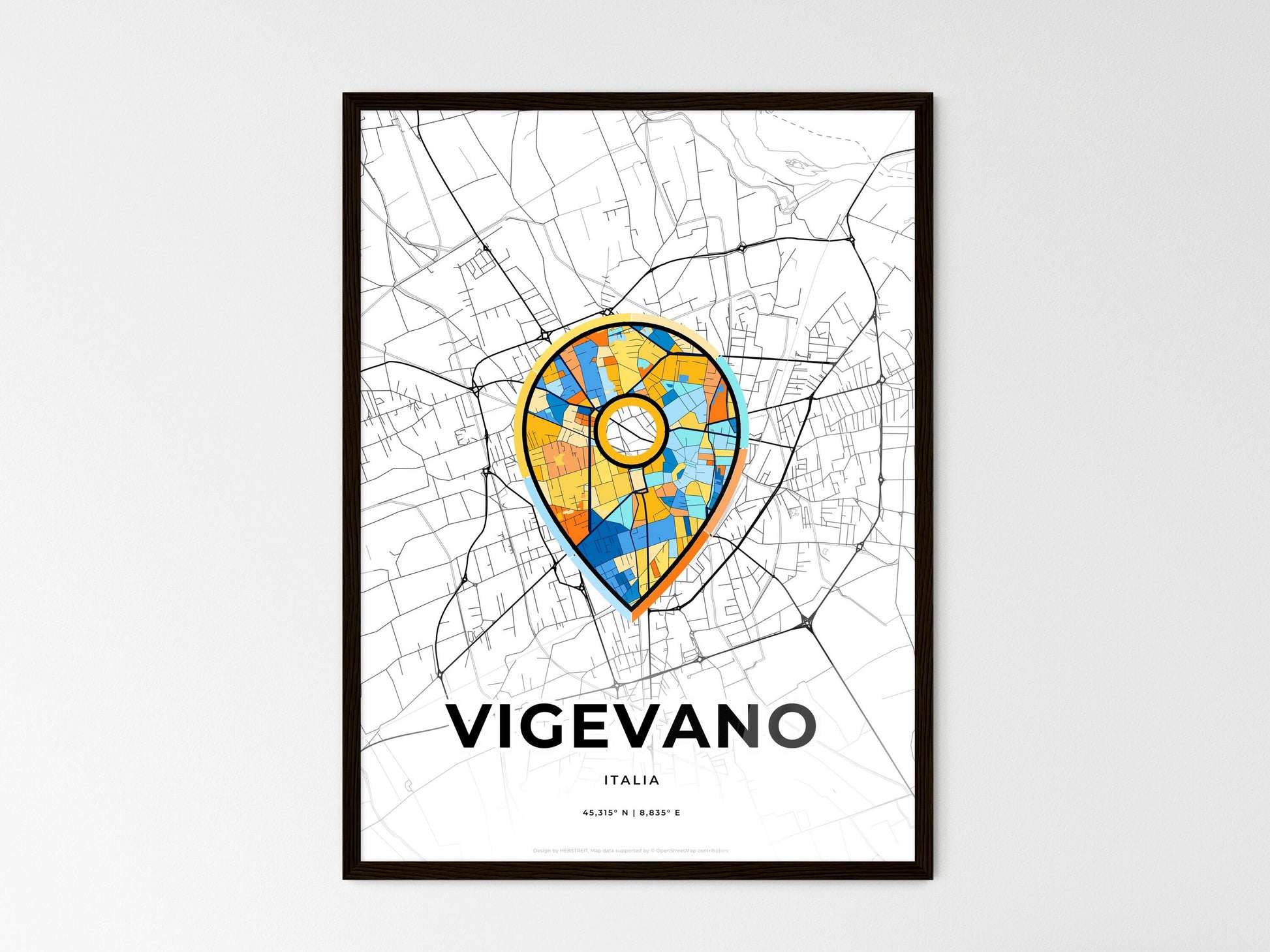 Vigevano Italy wedding art map with pointer icon