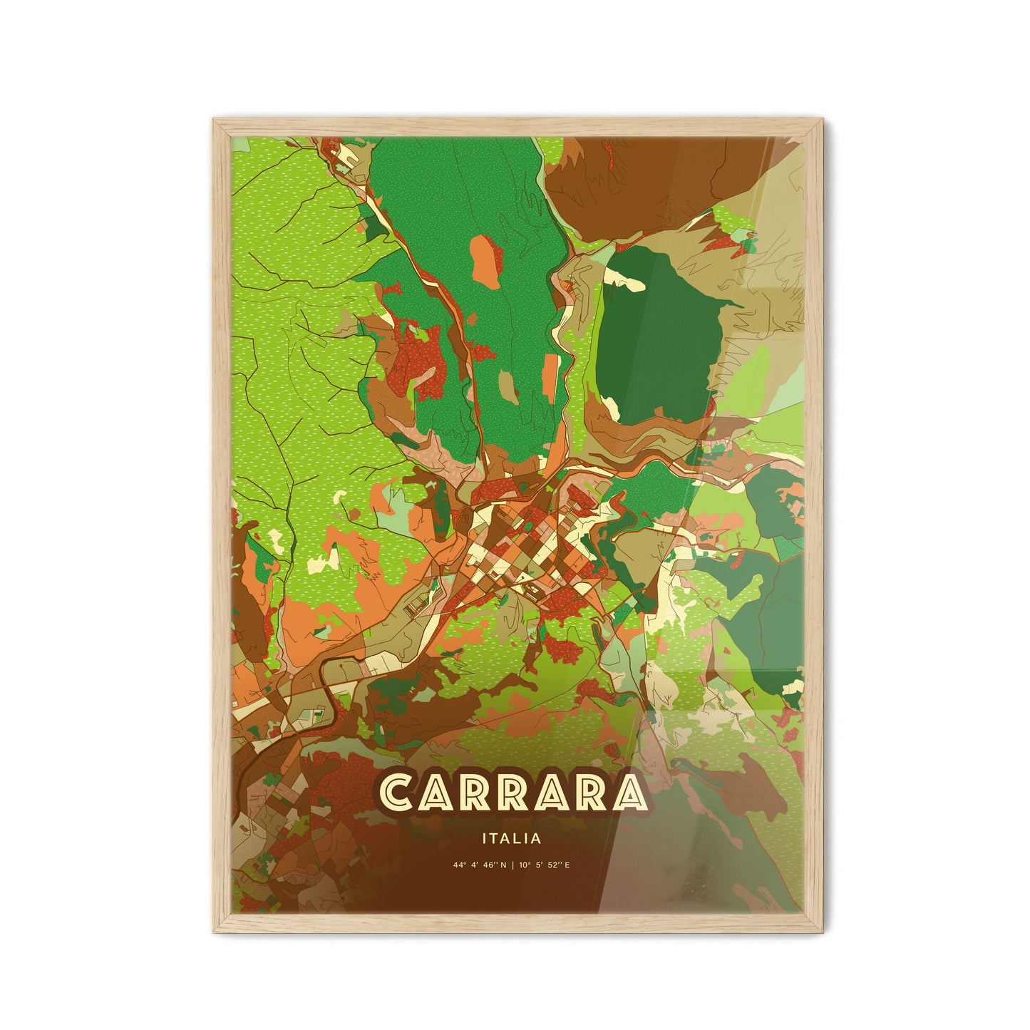 Colorful CARRARA ITALY Fine Art Map Farmhouse