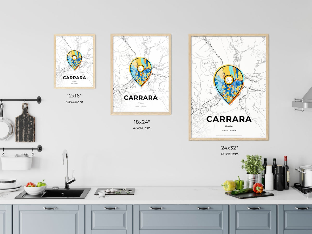 Carrara Italy art map size chart