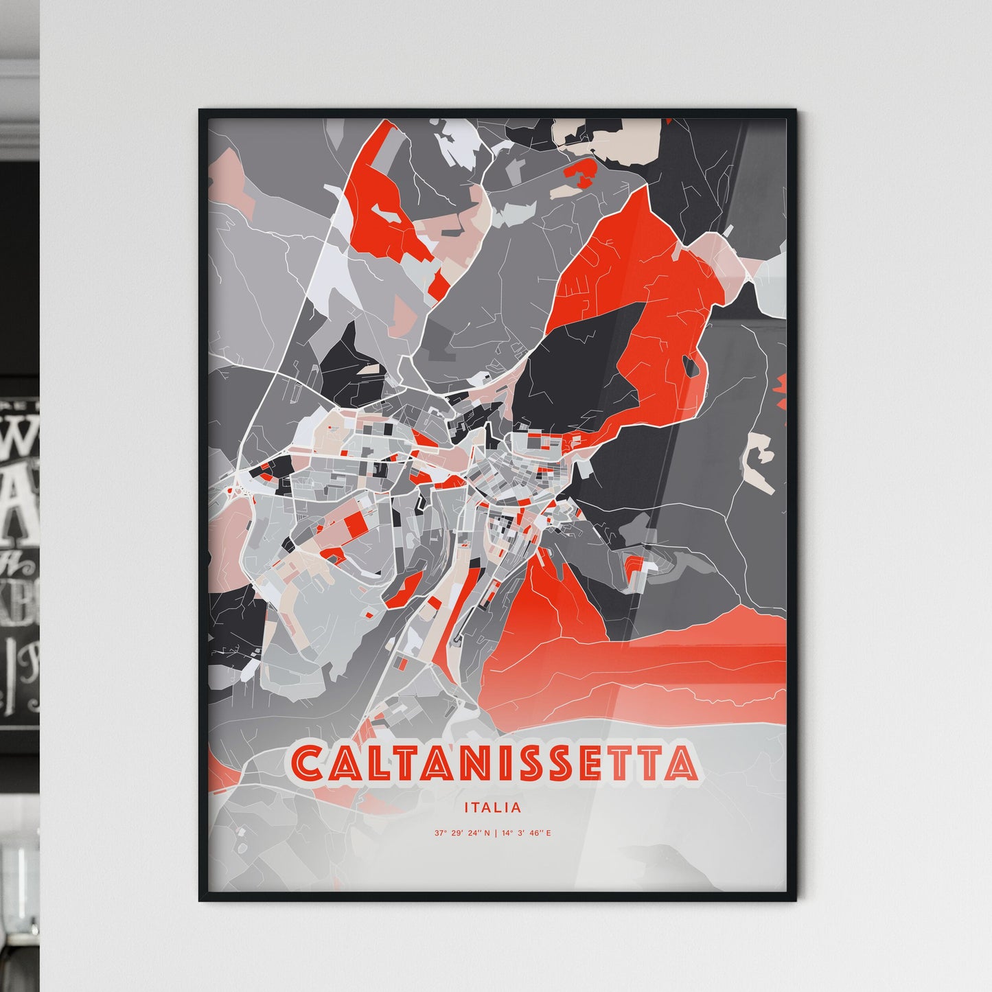 Colorful CALTANISSETTA ITALY Fine Art Map Modern