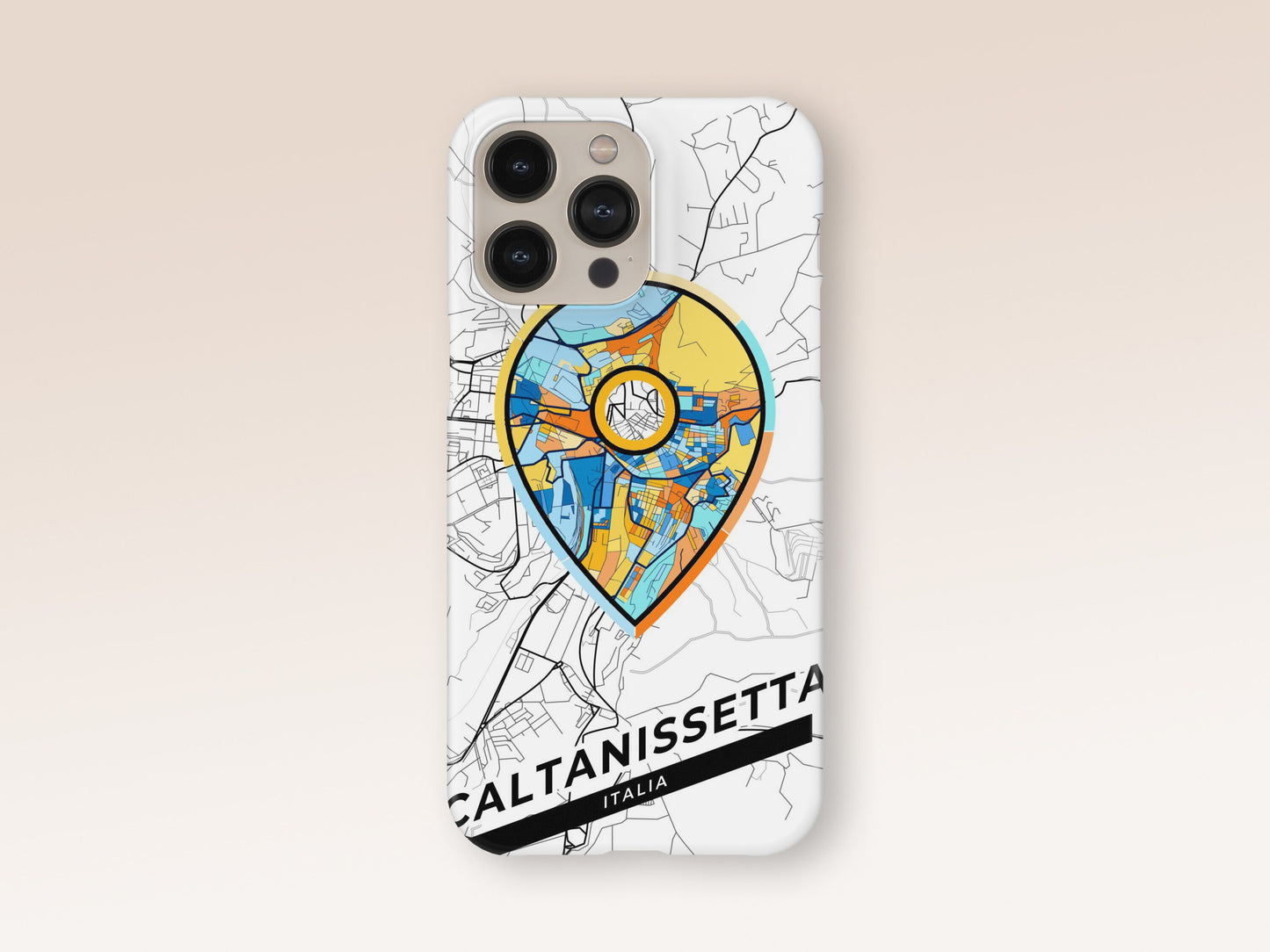 Caltanissetta Italy slim phone case with colorful icon. Birthday, wedding or housewarming gift. Couple match cases. 1