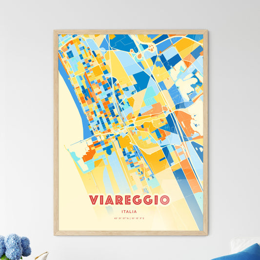 Colorful Viareggio Italy Fine Art Map Blue Orange