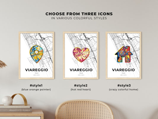 Viareggio Italy maps with colorful icons