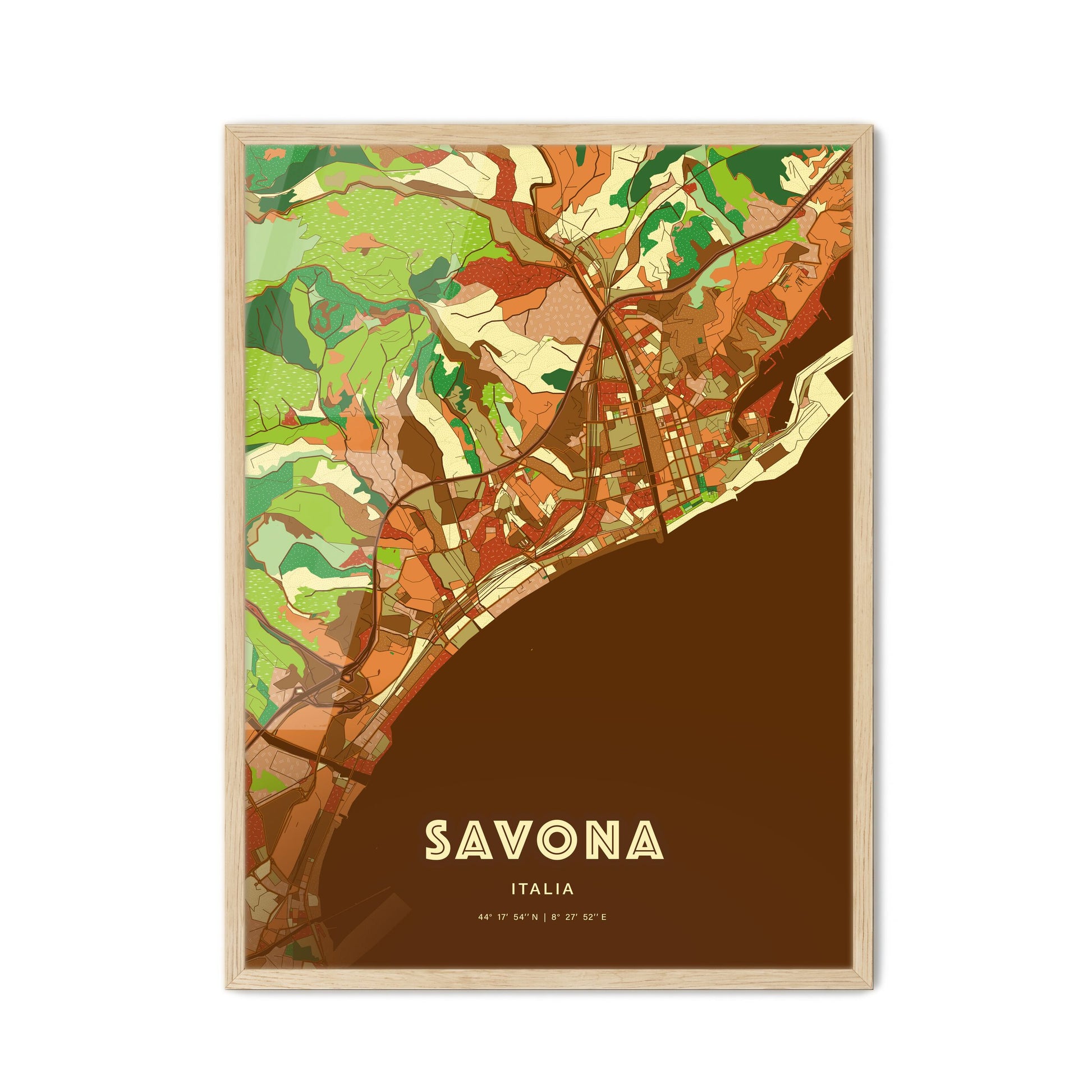 Colorful SAVONA ITALY Fine Art Map Farmhouse