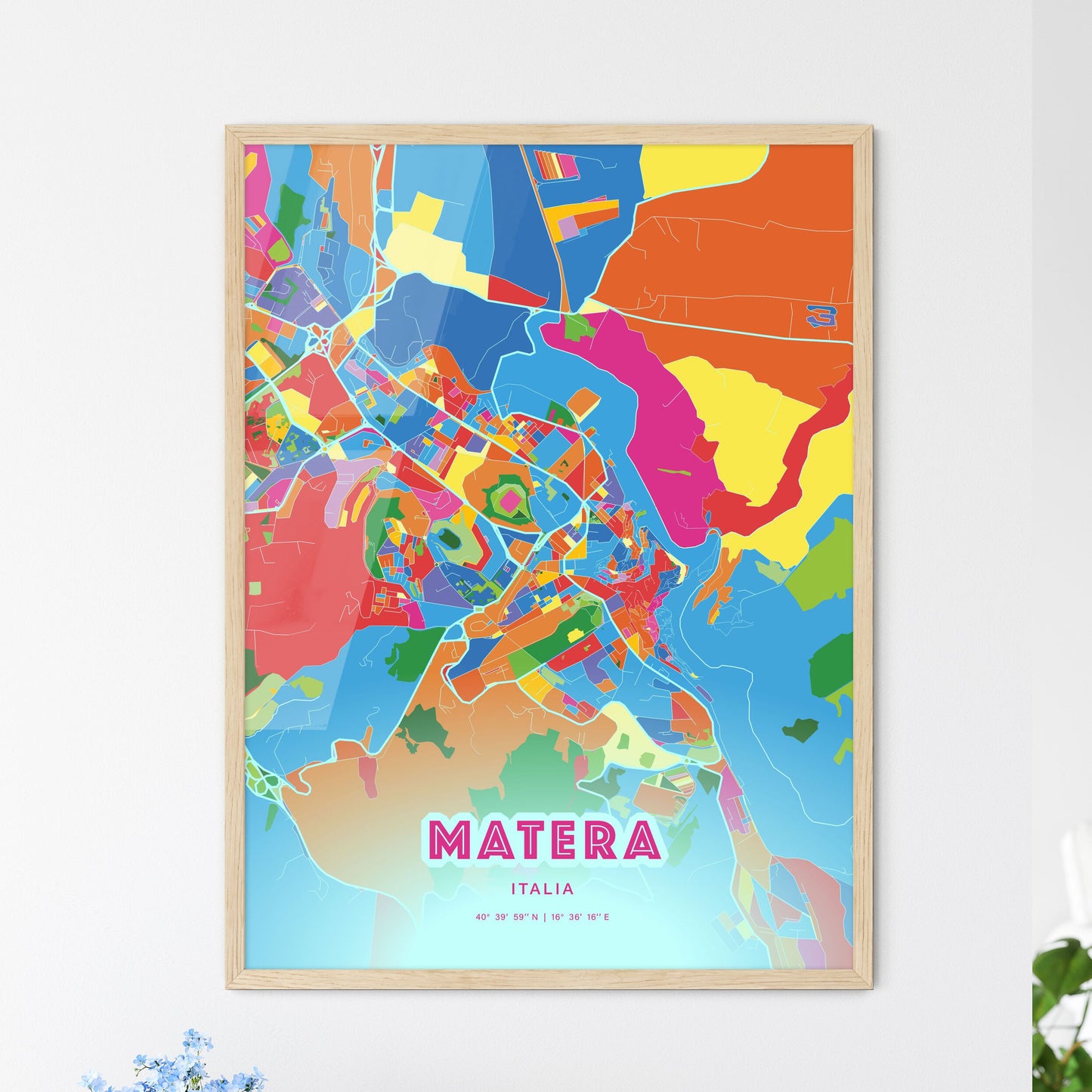 Colorful MATERA ITALY Fine Art Map Crazy Colors